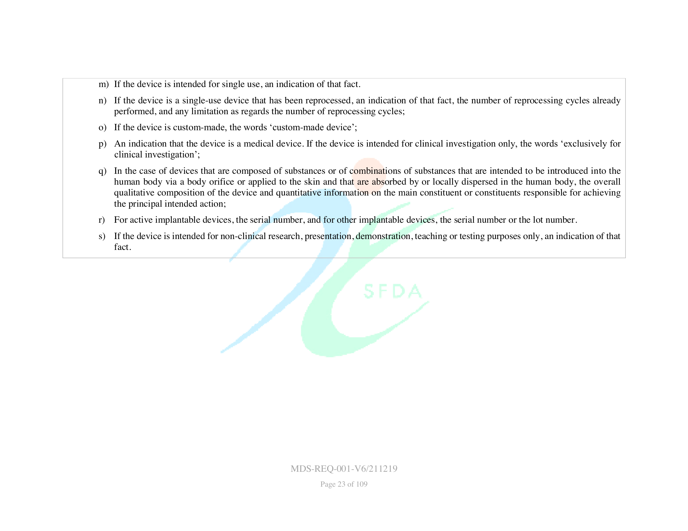 MDS-REQ-001-V6/211219 — original official PDF page 23; complete source layout retained