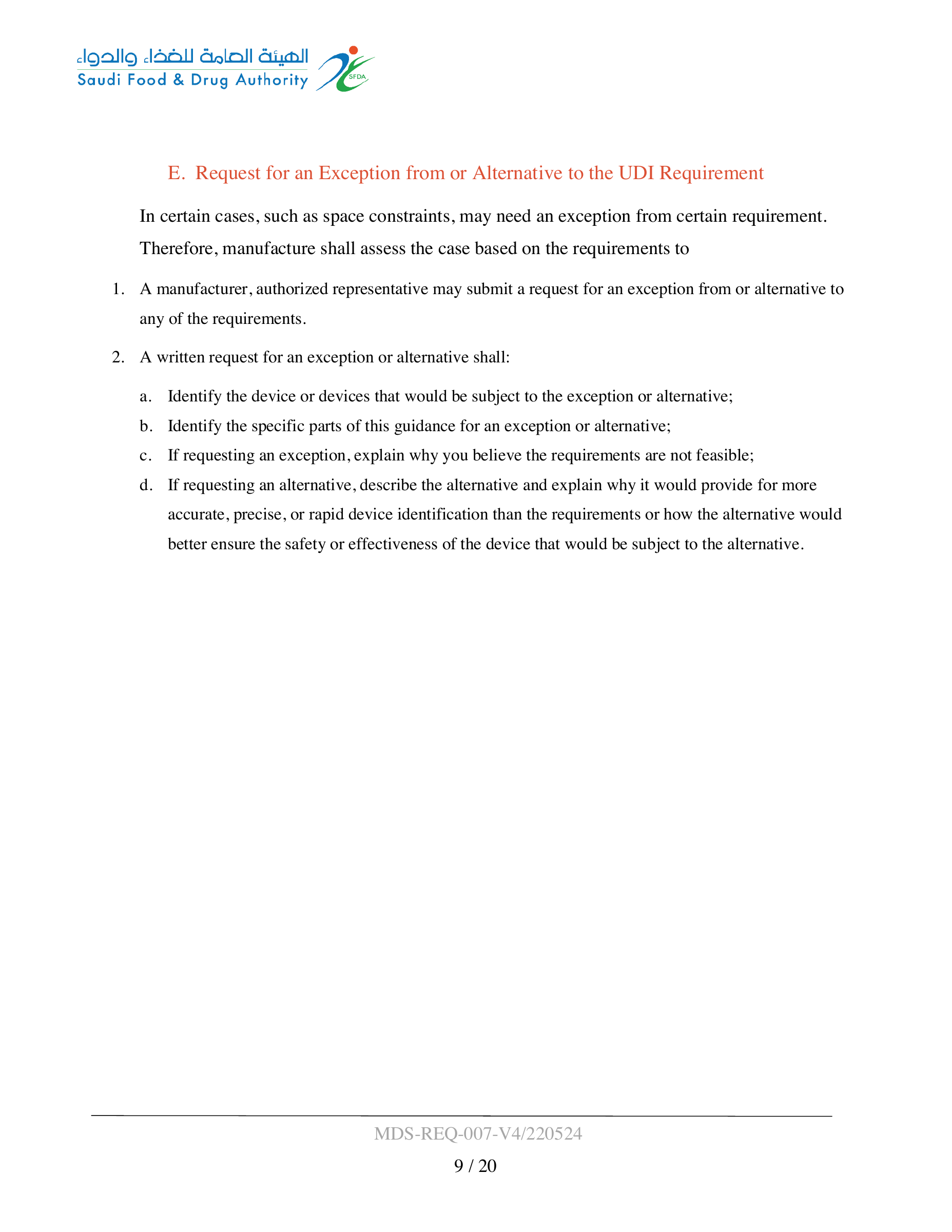 MDS-REQ-007-V4/220524 — original official PDF page 9; complete source layout retained