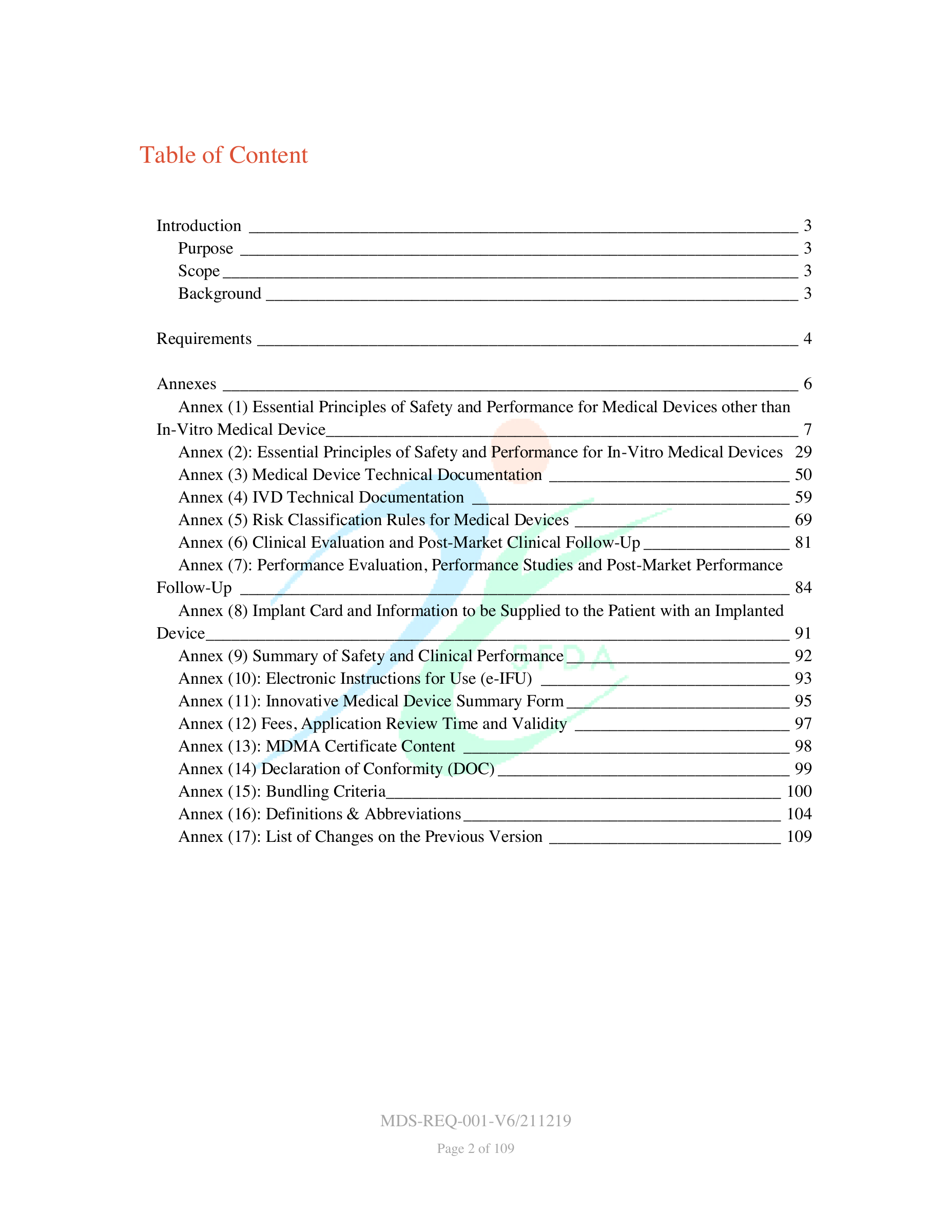 MDS-REQ-001-V6/211219 — original official PDF page 2; complete source layout retained