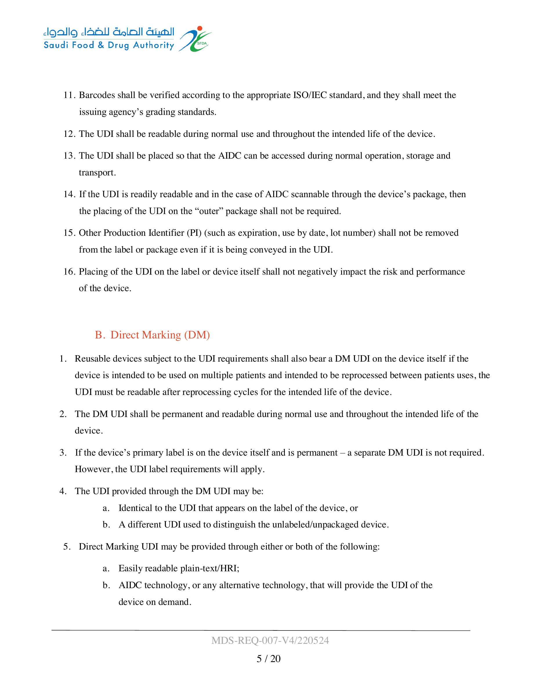 MDS-REQ-007-V4/220524 — original official PDF page 5; complete source layout retained