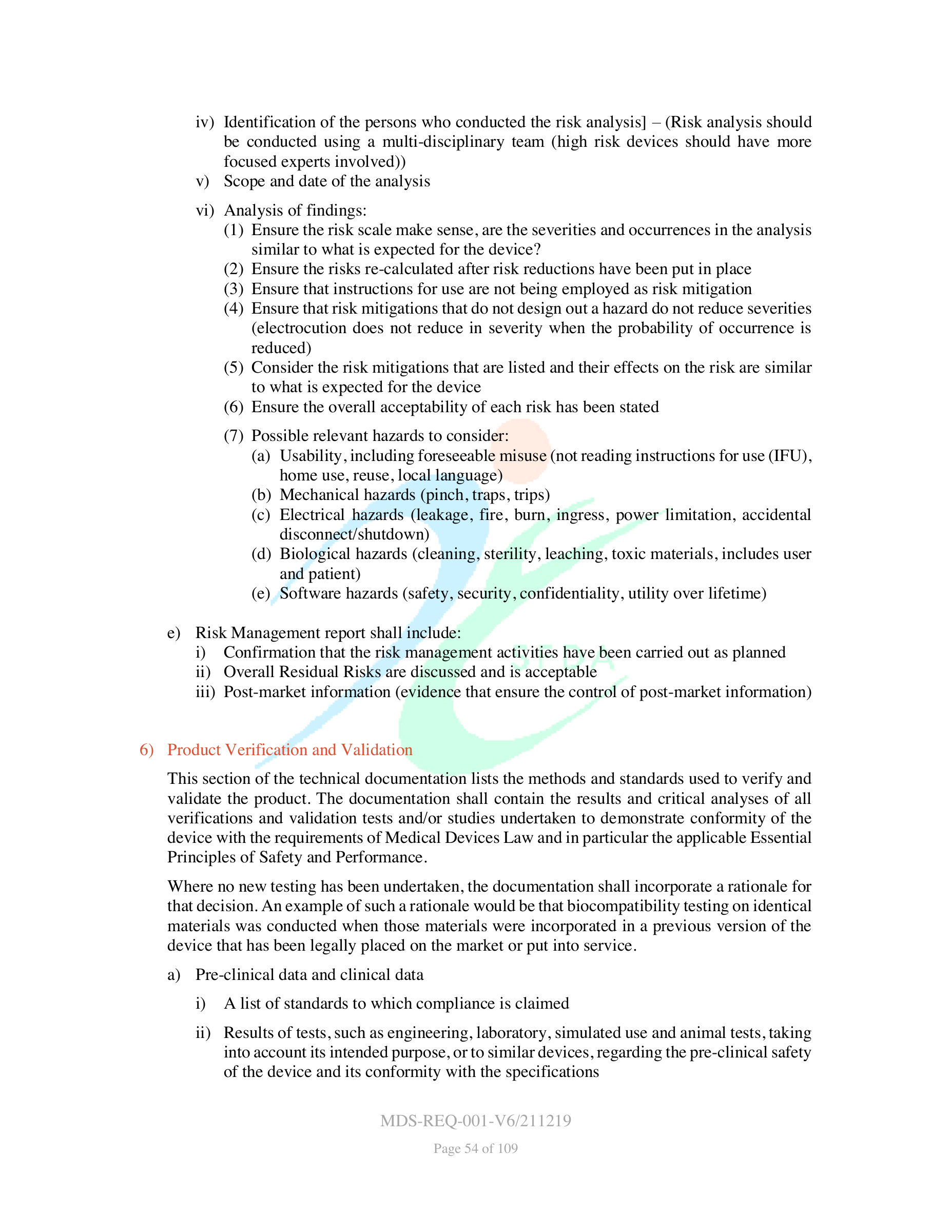 MDS-REQ-001-V6/211219 — original official PDF page 54; complete source layout retained