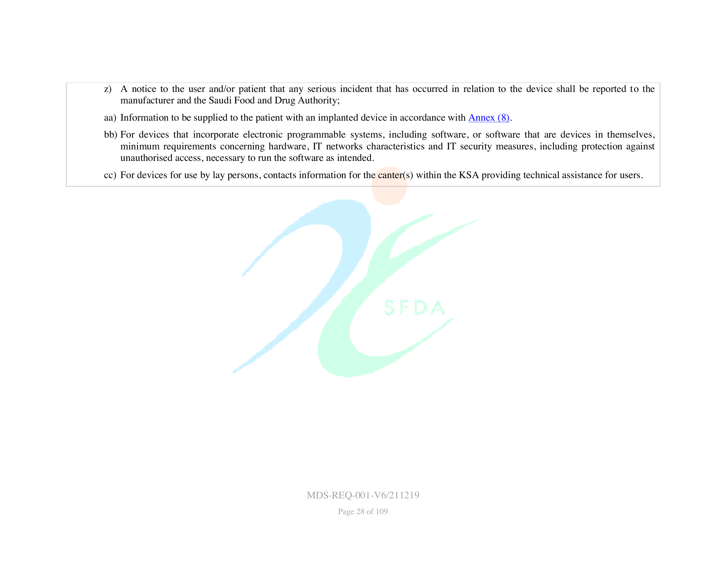 MDS-REQ-001-V6/211219 — original official PDF page 28; complete source layout retained