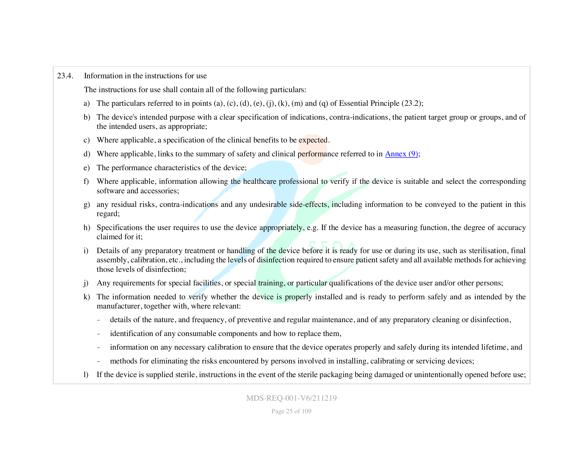 MDS-REQ-001-V6/211219 — original official PDF page 25; complete source layout retained