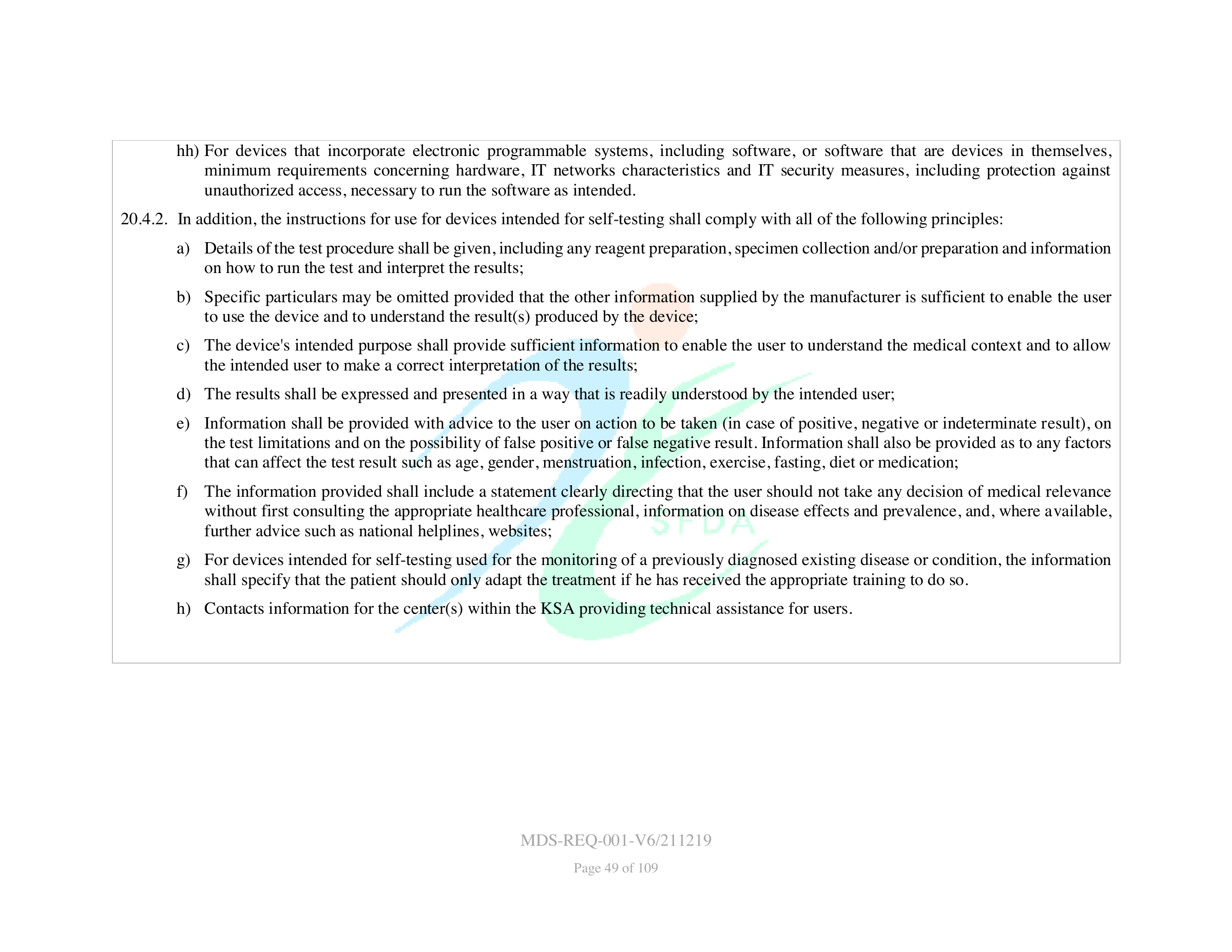 MDS-REQ-001-V6/211219 — original official PDF page 49; complete source layout retained