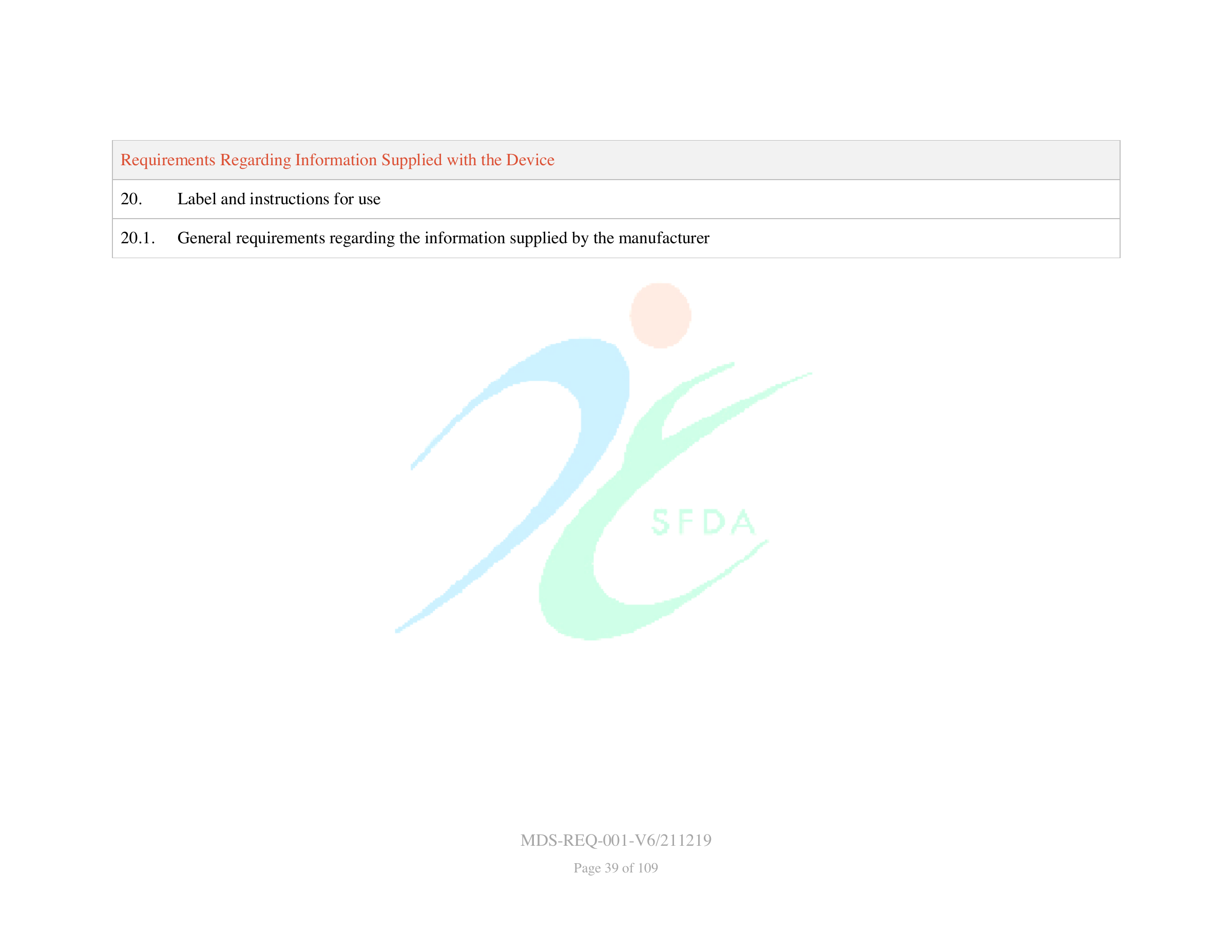 MDS-REQ-001-V6/211219 — original official PDF page 39; complete source layout retained