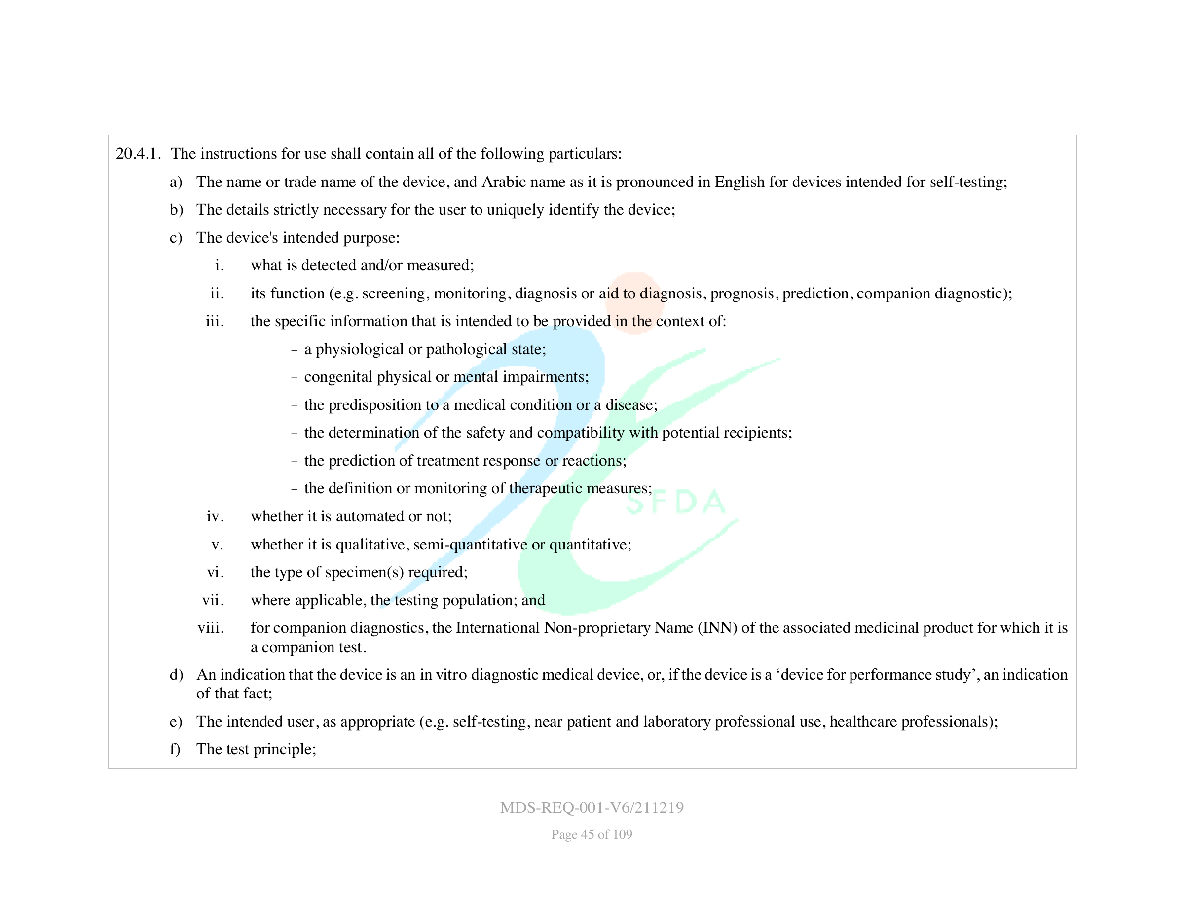 MDS-REQ-001-V6/211219 — original official PDF page 45; complete source layout retained