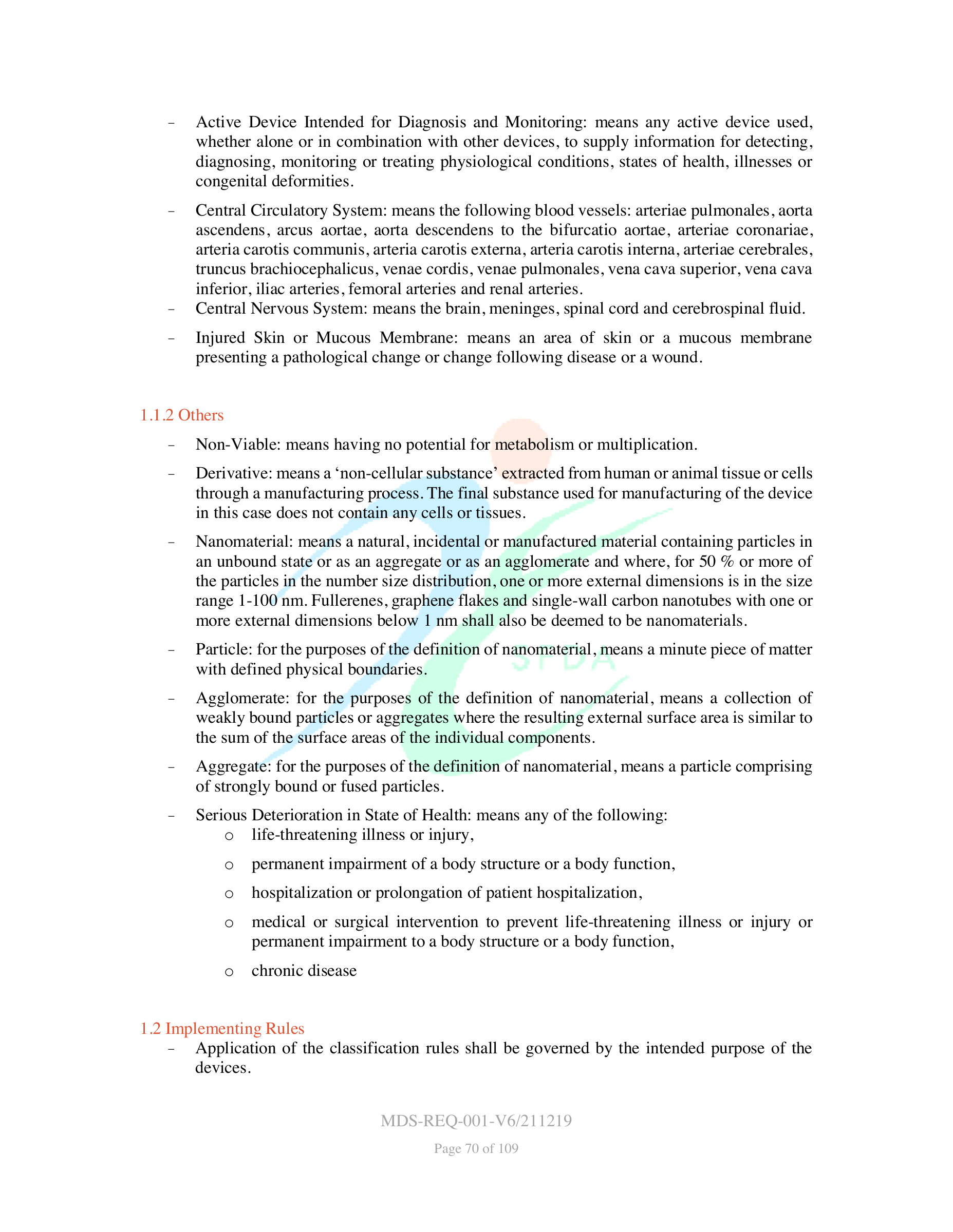 MDS-REQ-001-V6/211219 — original official PDF page 70; complete source layout retained