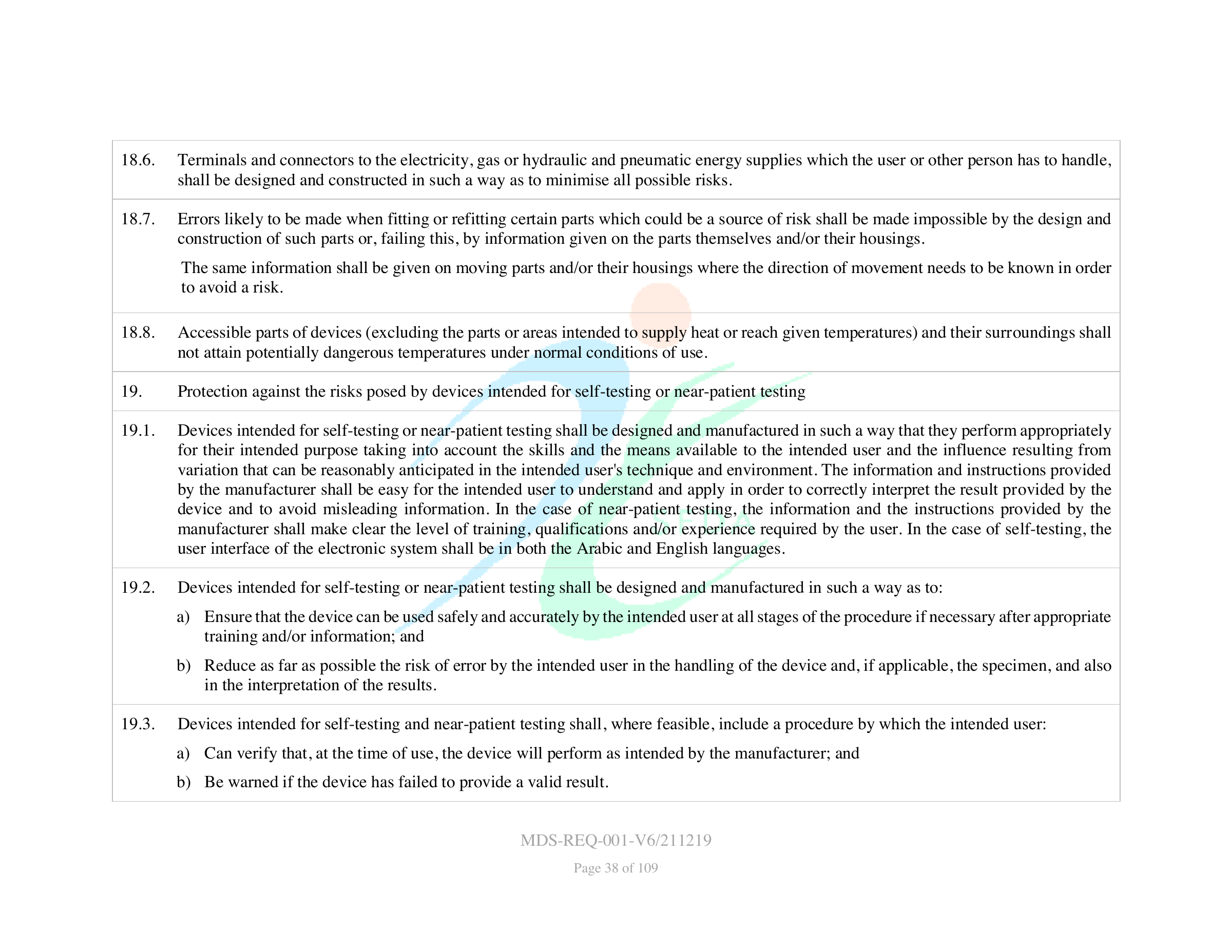 MDS-REQ-001-V6/211219 — original official PDF page 38; complete source layout retained