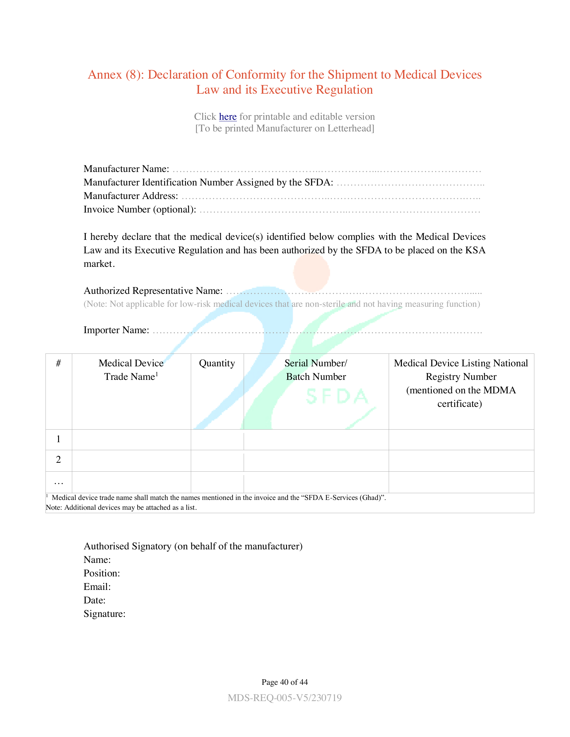 MDS-REQ5 — original official PDF page 40; complete source layout retained
