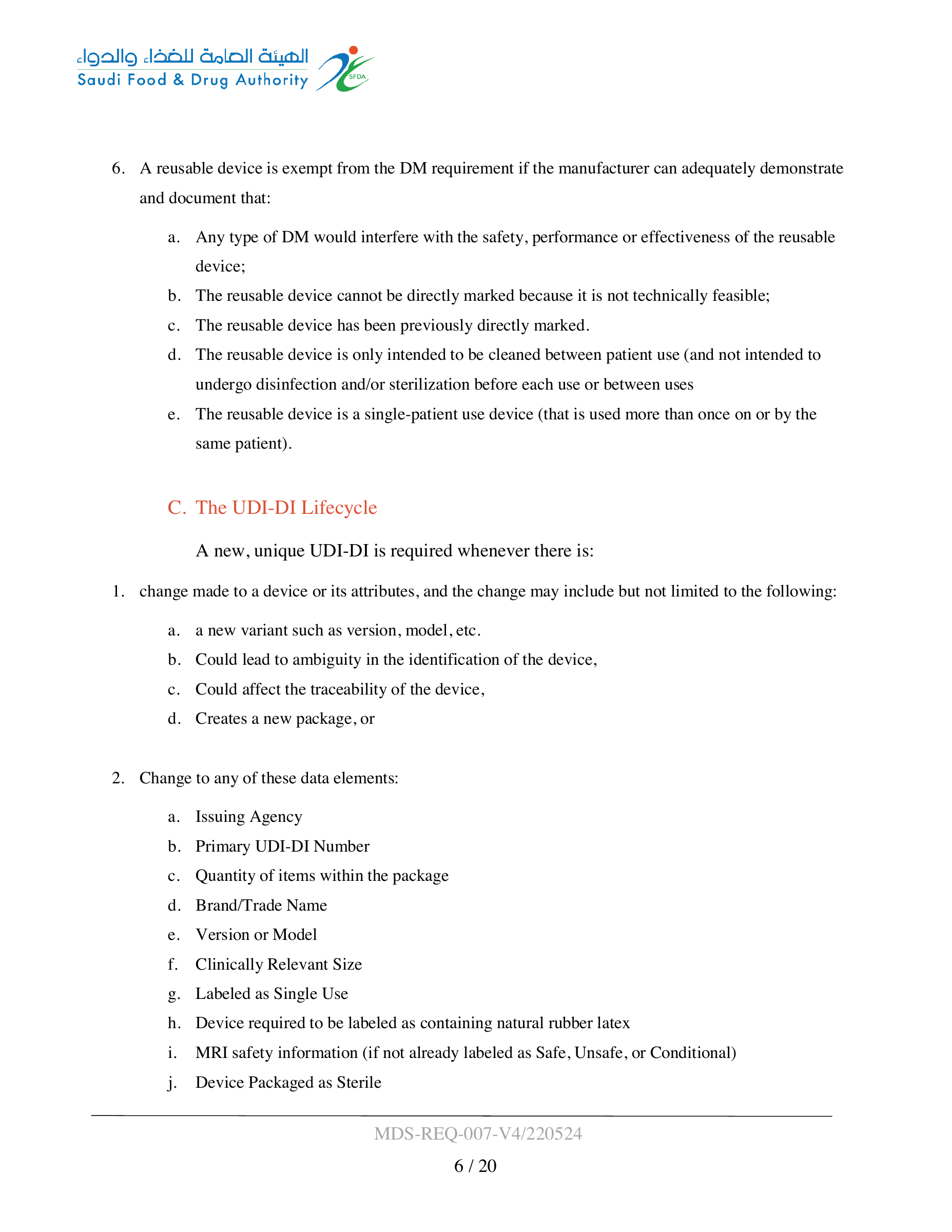 MDS-REQ-007-V4/220524 — original official PDF page 6; complete source layout retained