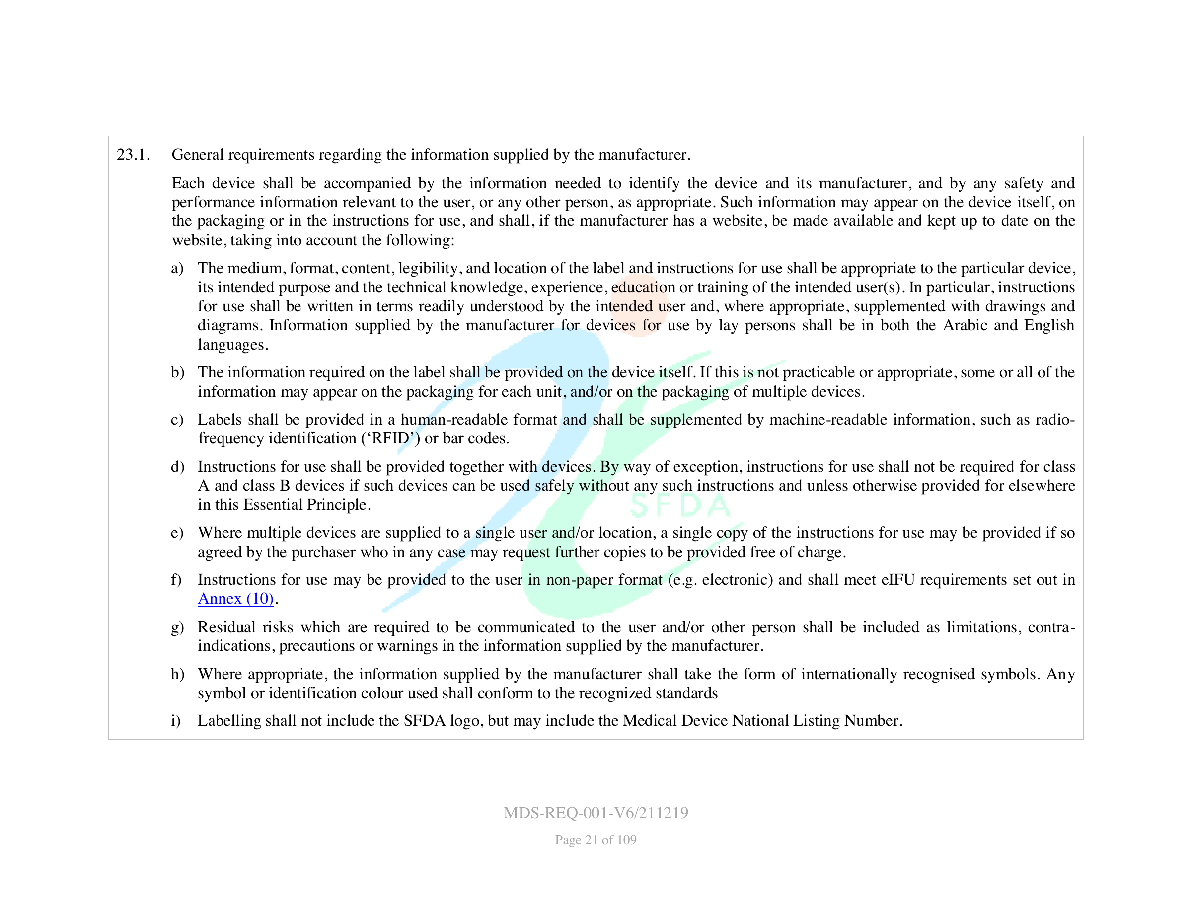 MDS-REQ-001-V6/211219 — original official PDF page 21; complete source layout retained