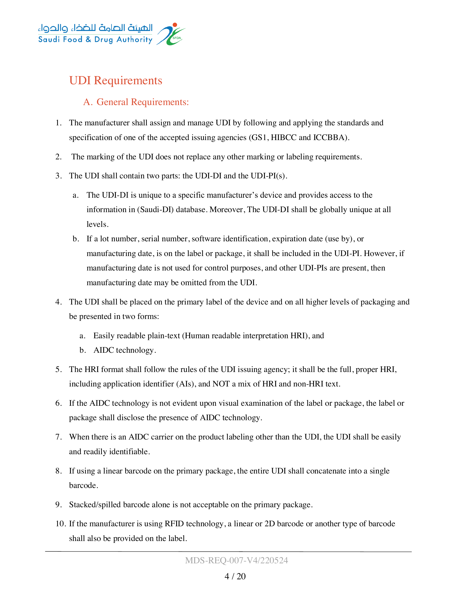 MDS-REQ-007-V4/220524 — original official PDF page 4; complete source layout retained