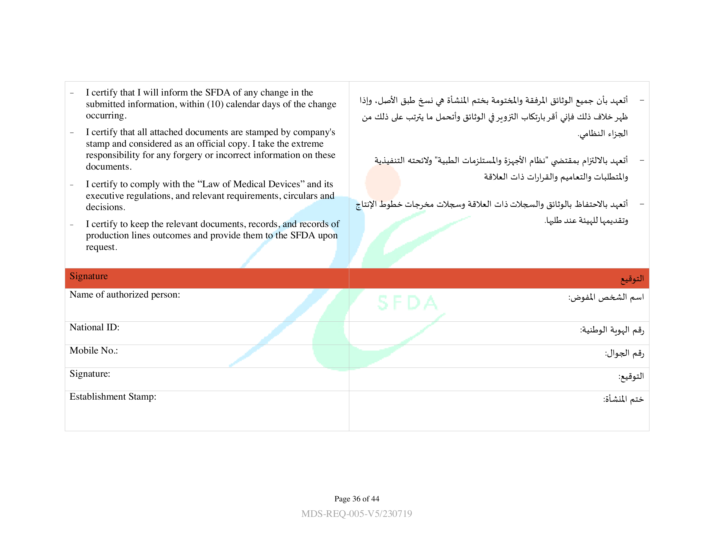 MDS-REQ5 — original official PDF page 36; complete source layout retained