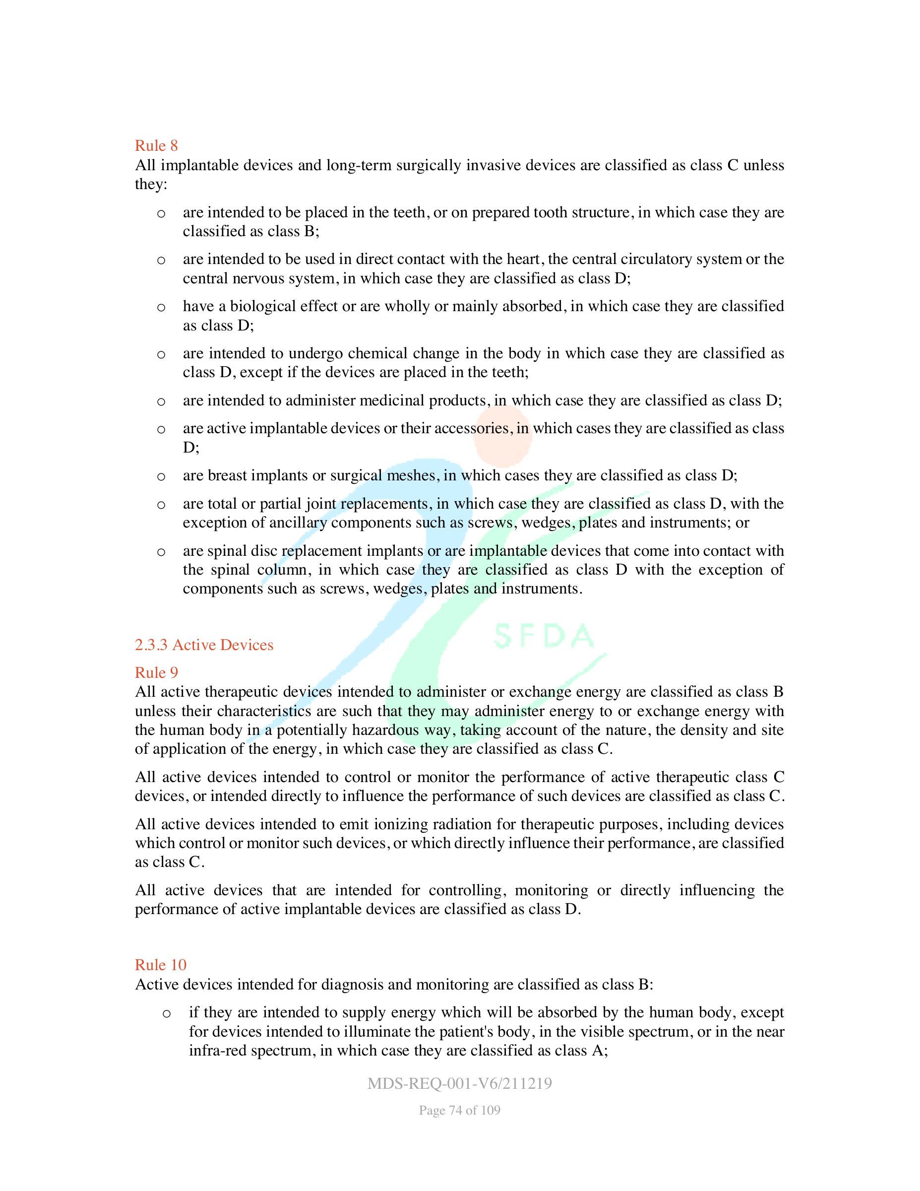 MDS-REQ-001-V6/211219 — original official PDF page 74; complete source layout retained