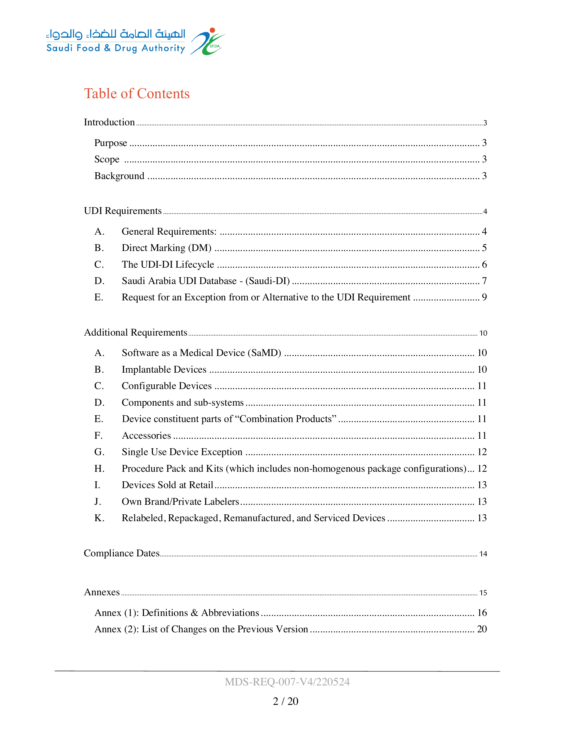 MDS-REQ-007-V4/220524 — original official PDF page 2; complete source layout retained