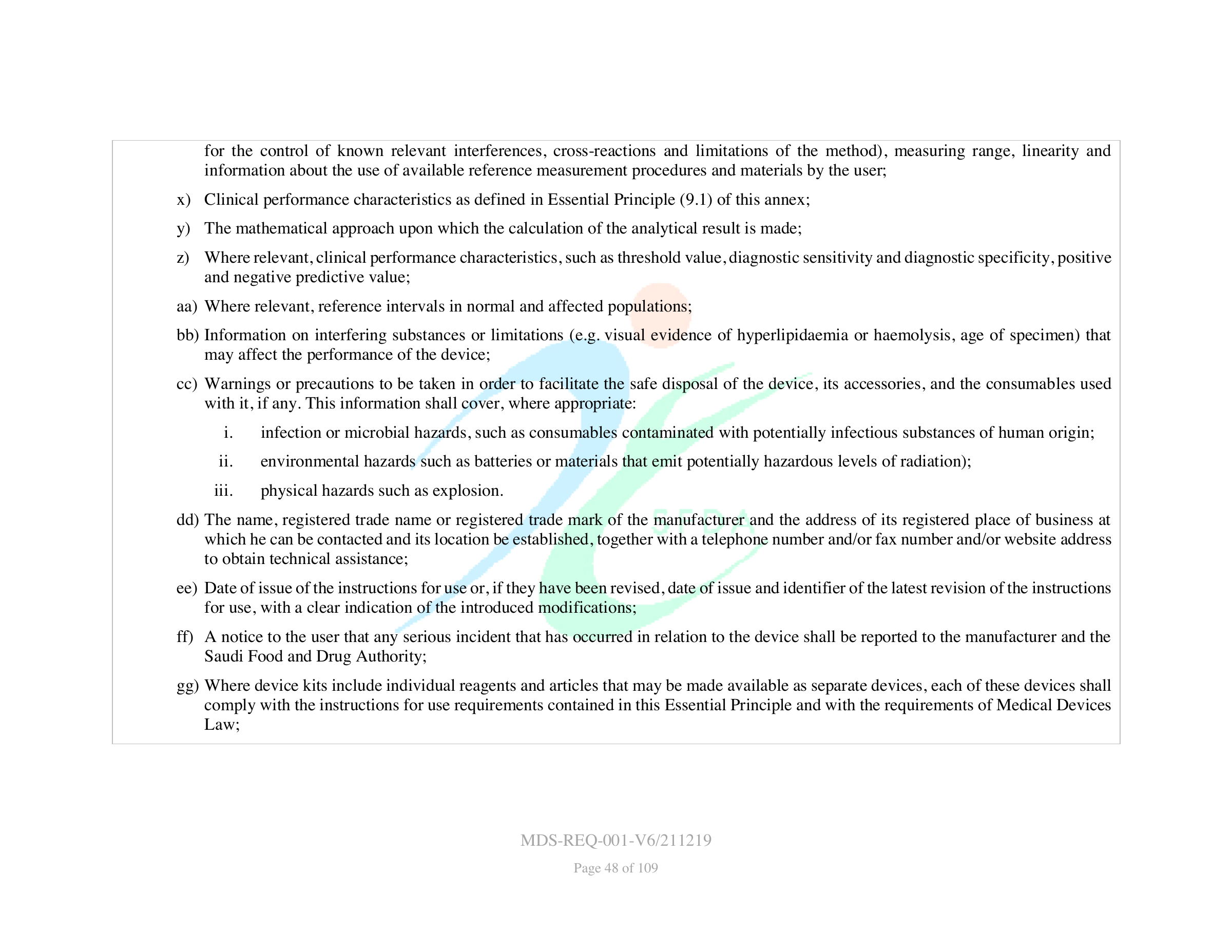 MDS-REQ-001-V6/211219 — original official PDF page 48; complete source layout retained