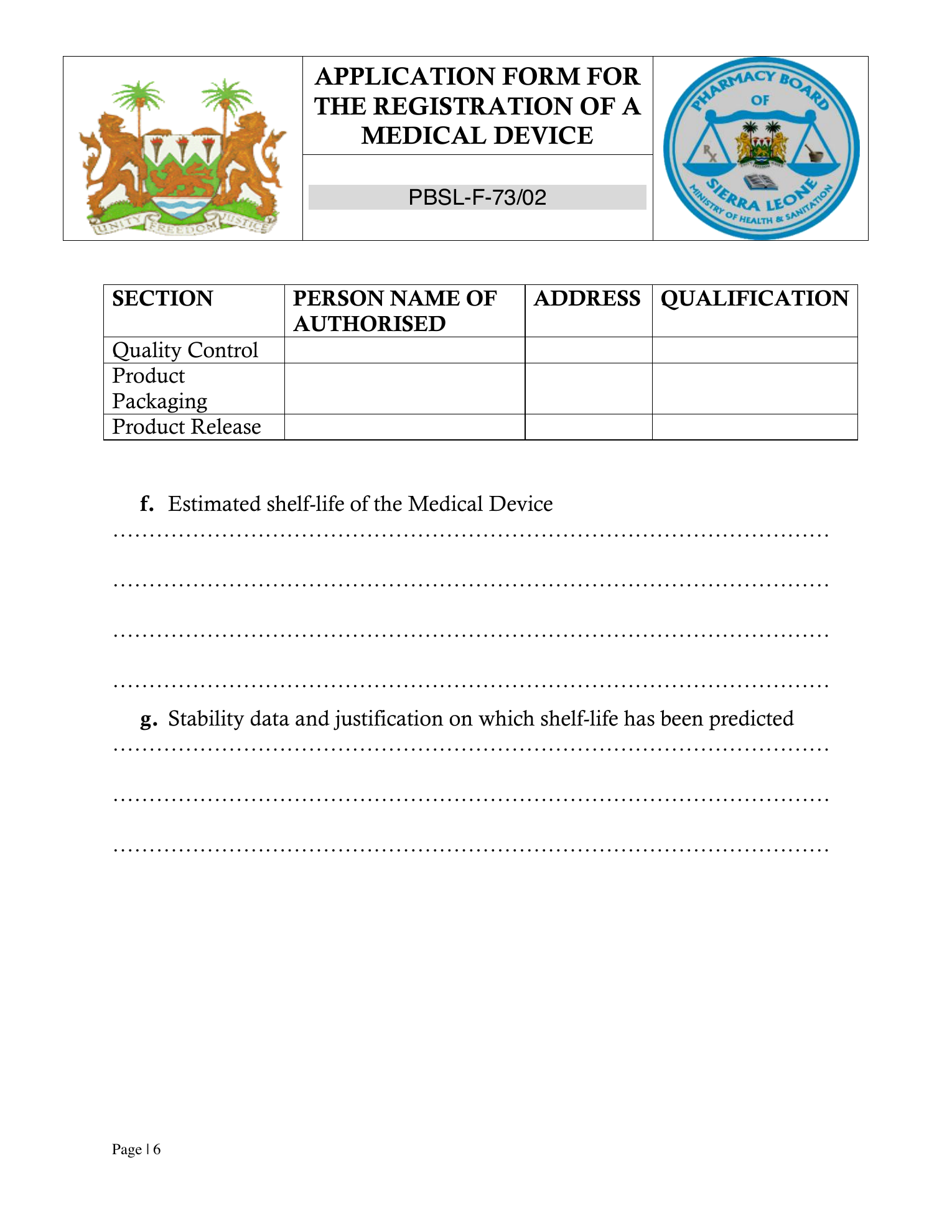 Original PDF page 6 — retained source fields, tables and layout.