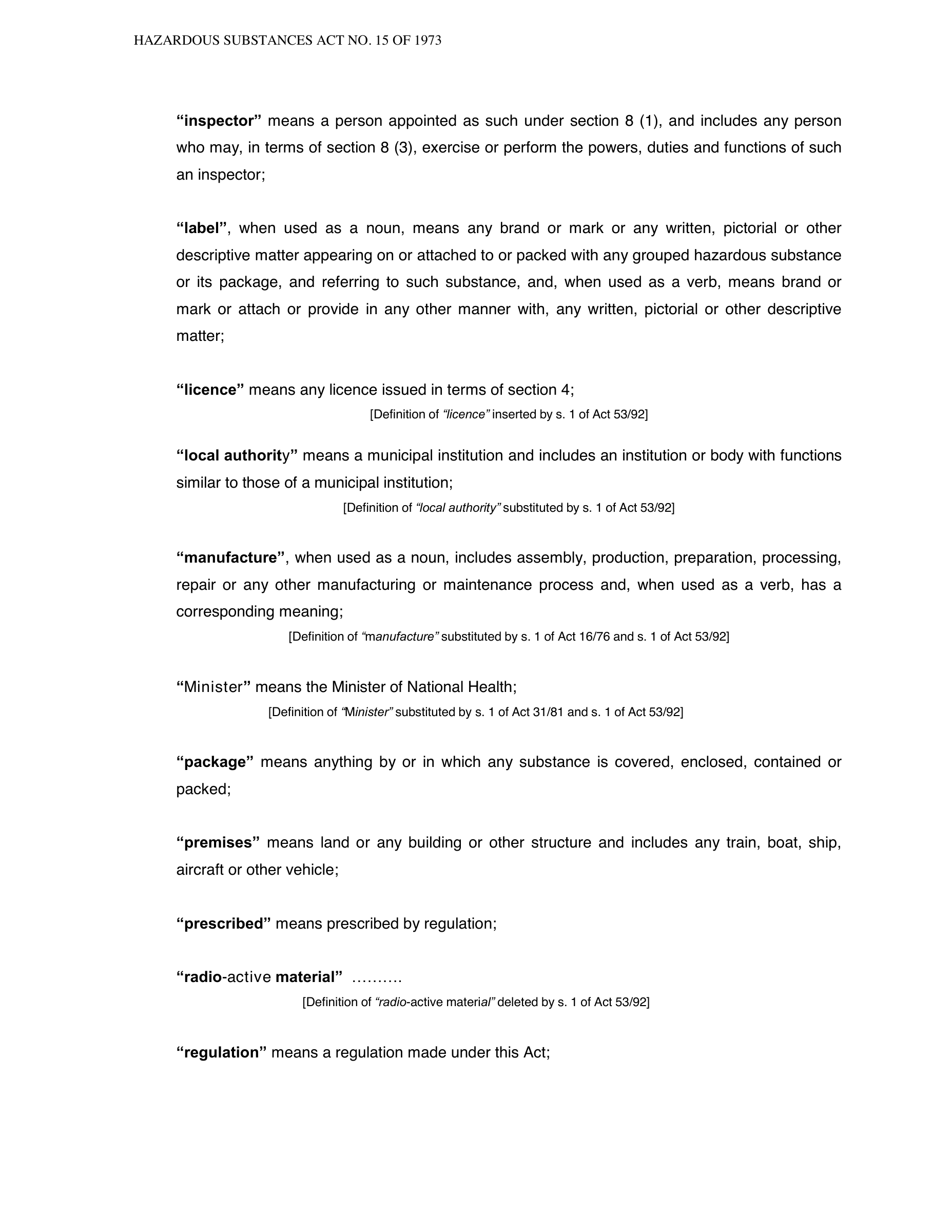 Hazardous Substances Act 15 of 1973 — complete original official PDF page 6