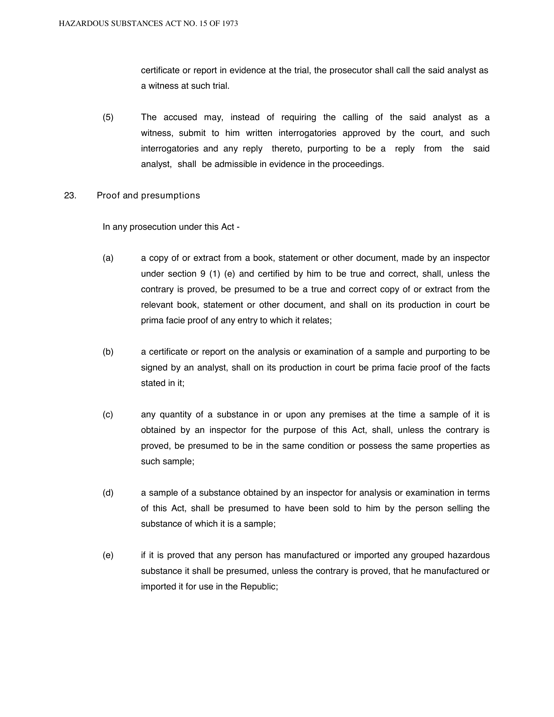 Hazardous Substances Act 15 of 1973 — complete original official PDF page 28