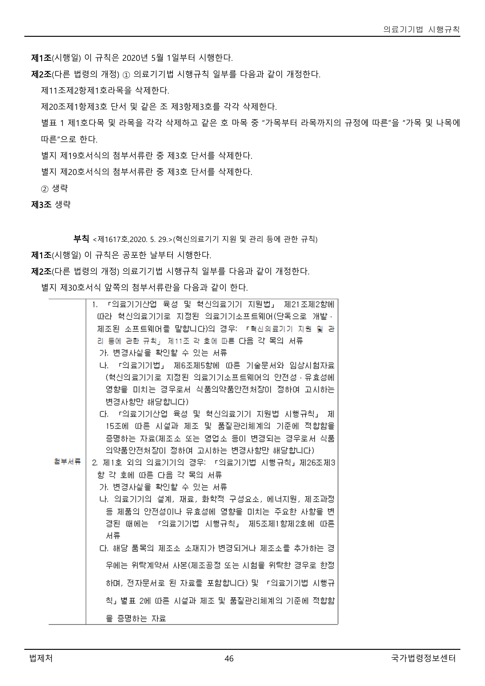 Official Korean Medical Devices Act Enforcement Rule 총리령 제2127호 full selected PDF export, physical page 46 of 251; original image governs native search text.