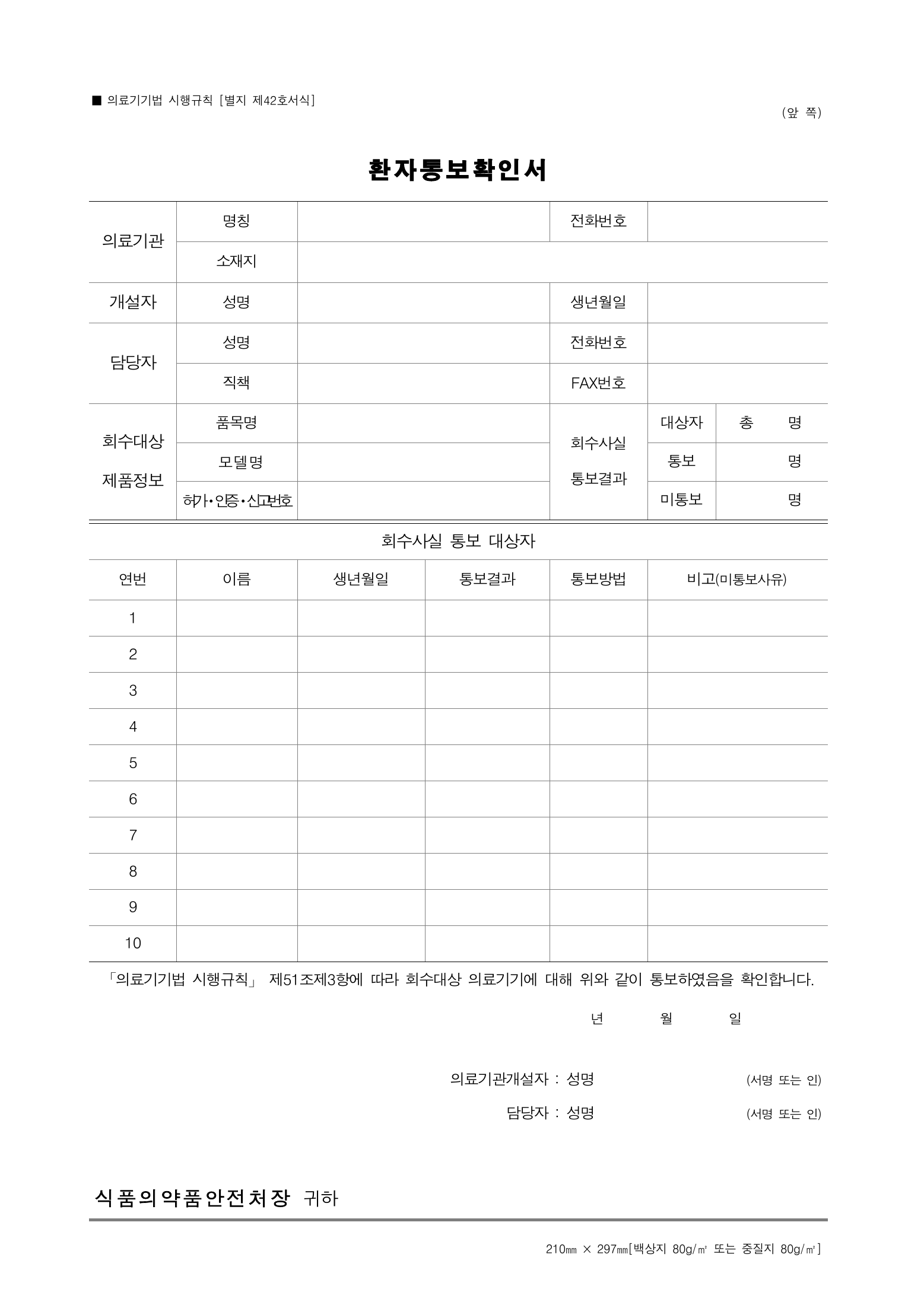 Official Korean Medical Devices Act Enforcement Rule 총리령 제2127호 full selected PDF export, physical page 222 of 251; original image governs native search text.