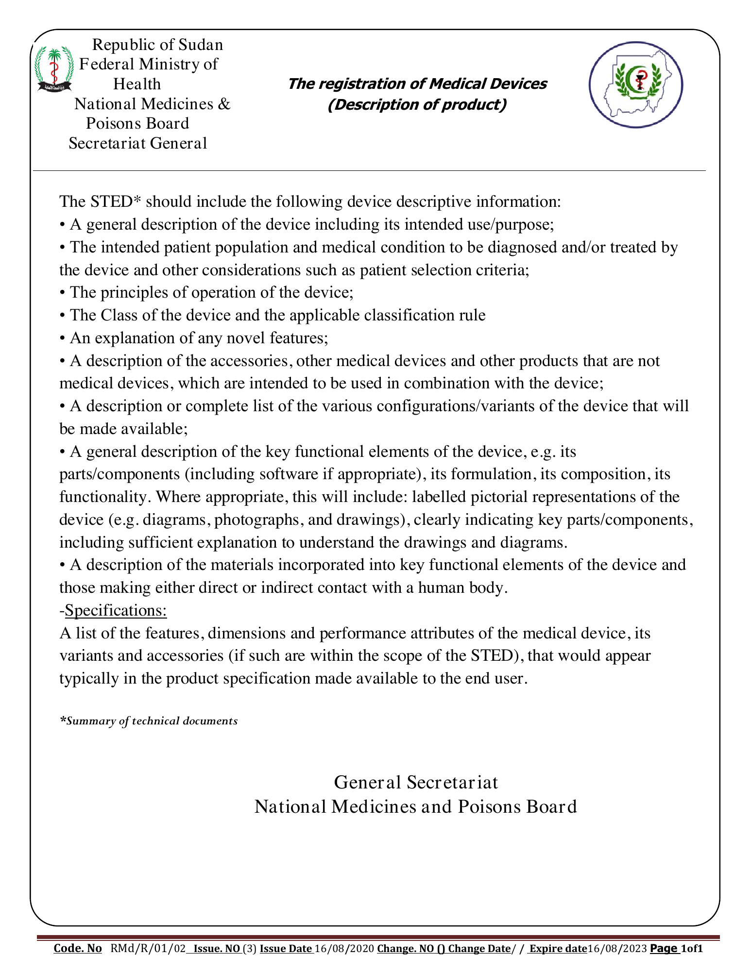 RMd/R/01/02, Issue 3 (16 August 2020) — official PDF page 1; original table columns, symbols and diagram connections