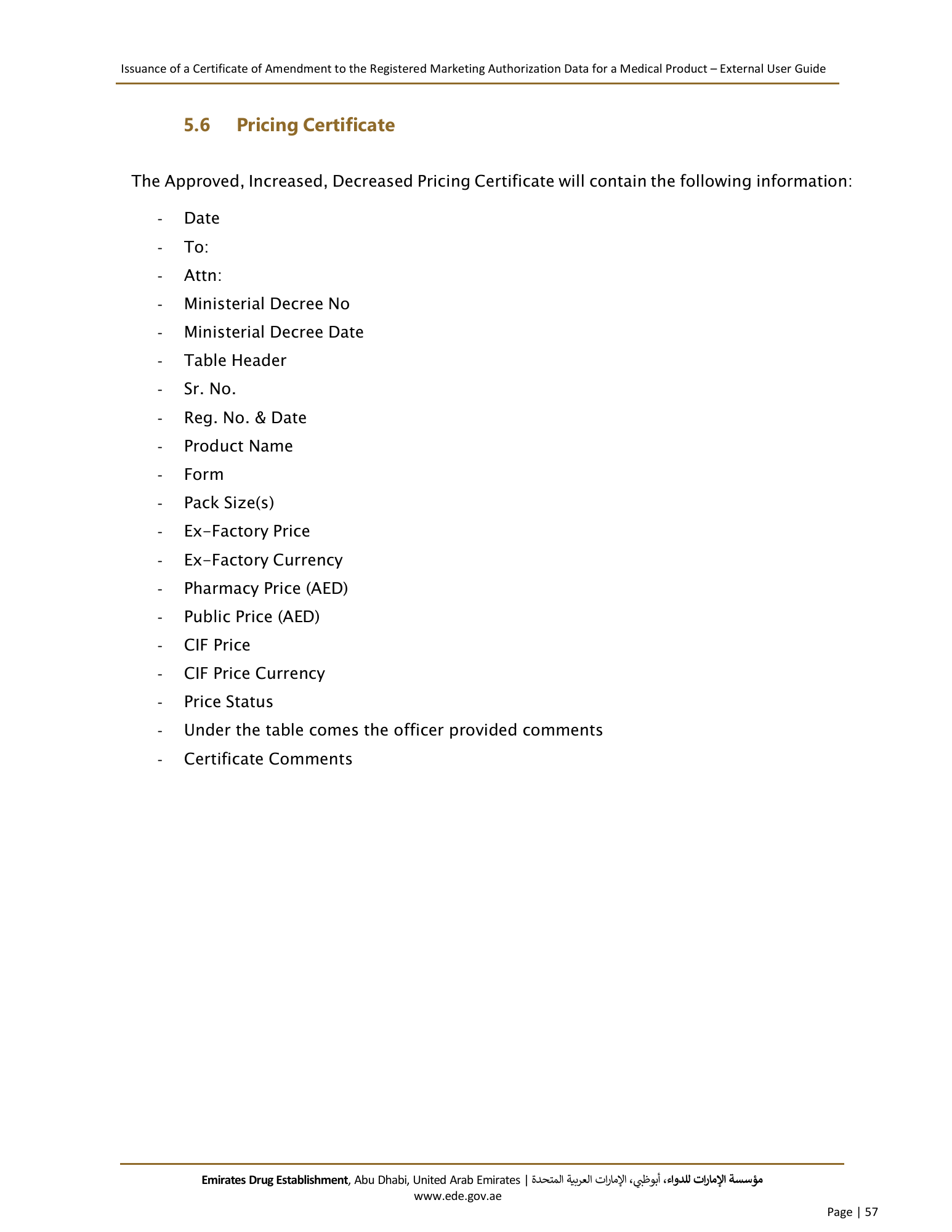 External User Guide — Issuance of a Certificate of Amendment to the Registered Marketing Authorization Data for a Medical Product — original physical PDF page 55; full original layout and figures retained.