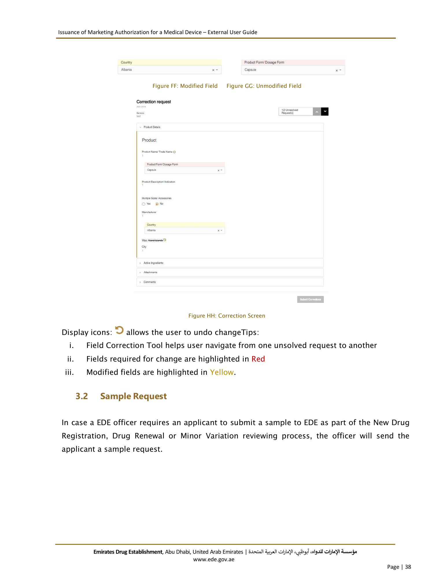 External User Guide — Issuance of Marketing Authorization for a Medical Device — original physical PDF page 36; full original layout and figures retained.