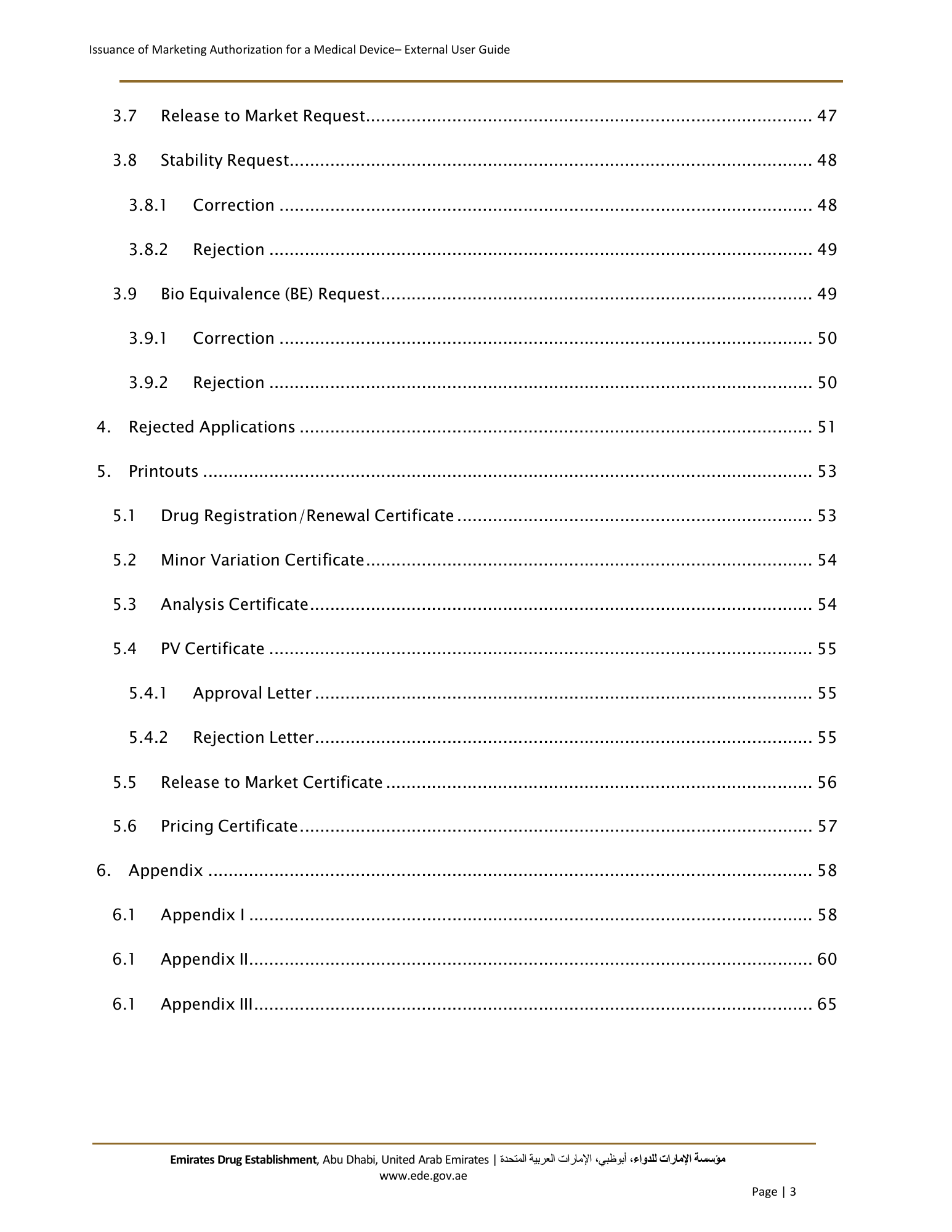 External User Guide — Issuance of Marketing Authorization for a Medical Device — original physical PDF page 3; full original layout and figures retained.