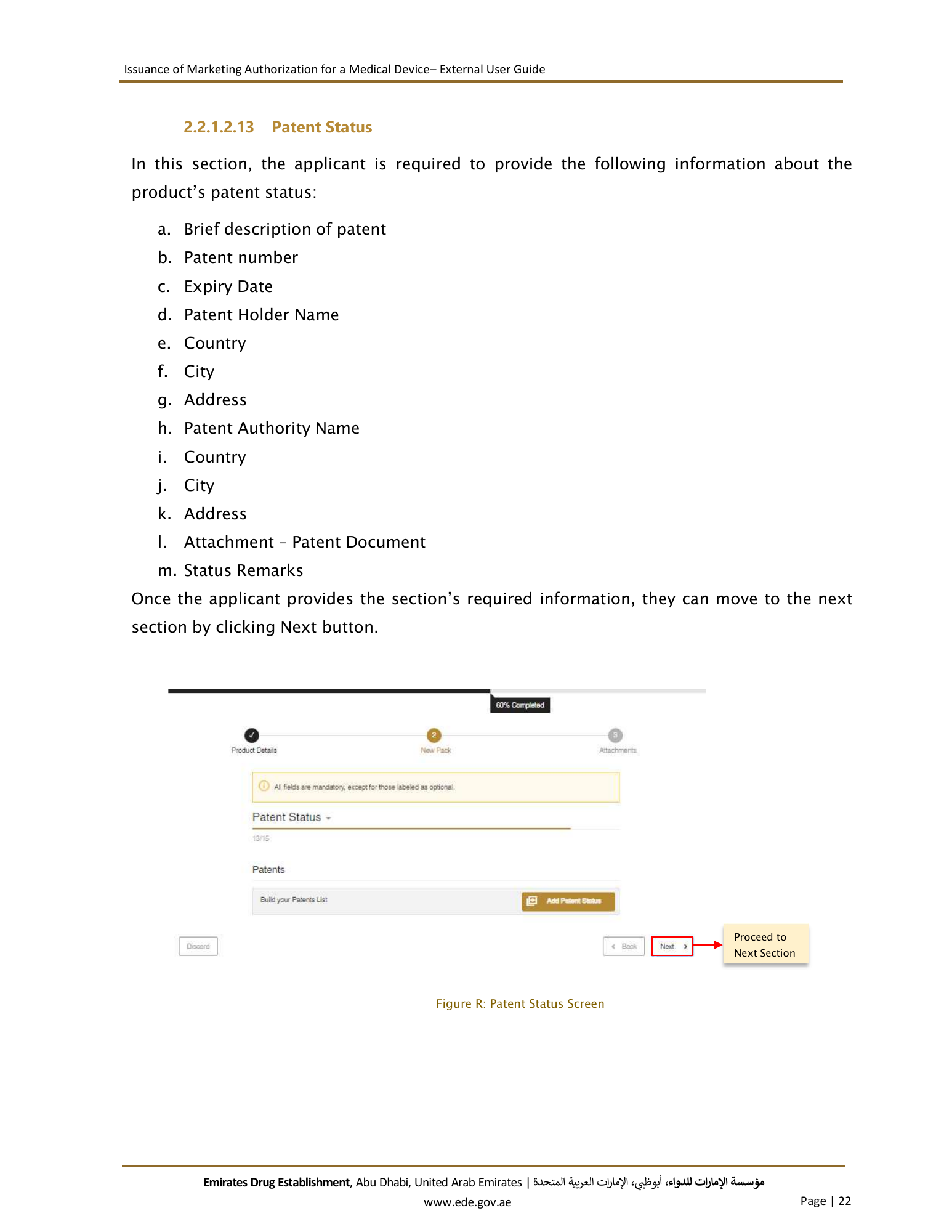 External User Guide — Issuance of Marketing Authorization for a Medical Device — original physical PDF page 22; full original layout and figures retained.