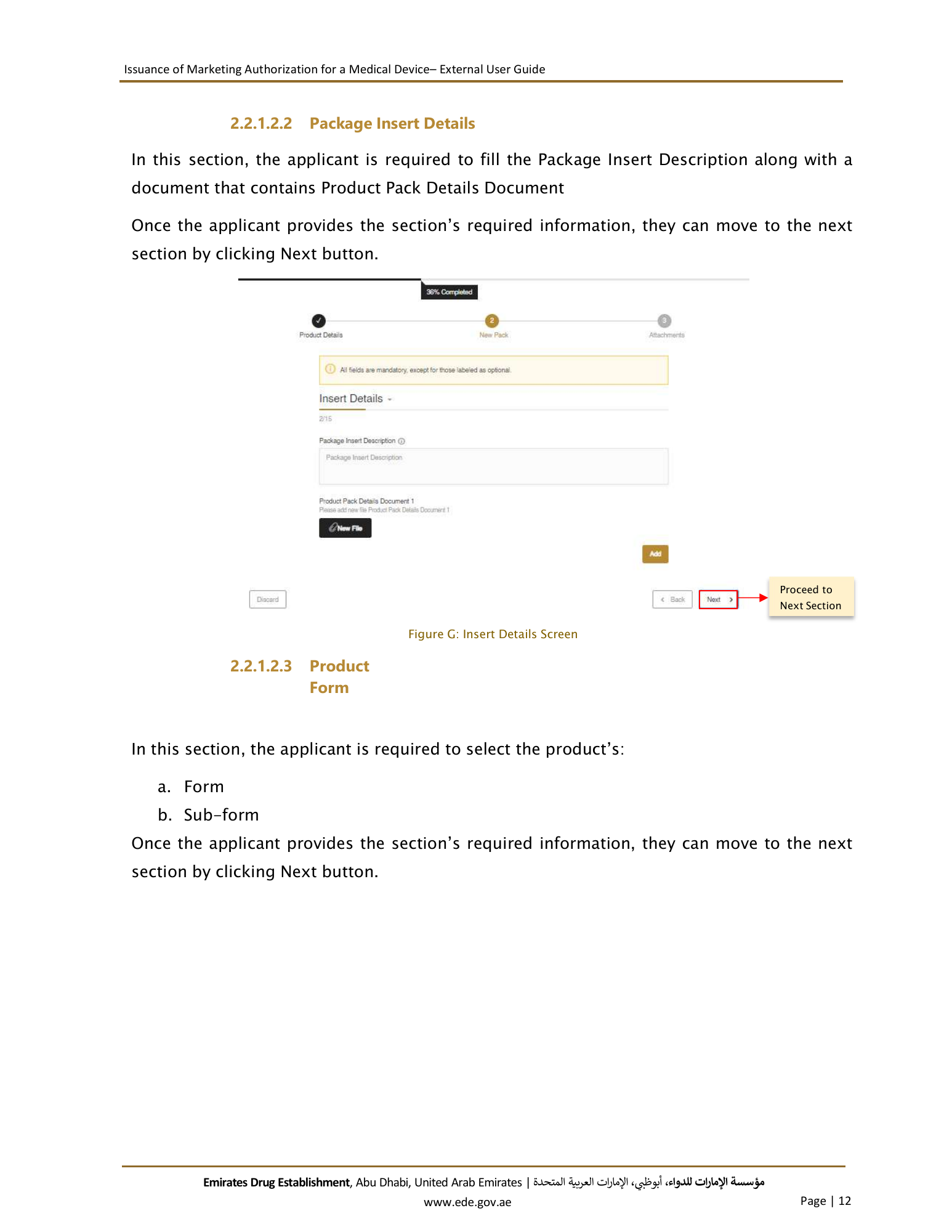 External User Guide — Issuance of Marketing Authorization for a Medical Device — original physical PDF page 12; full original layout and figures retained.