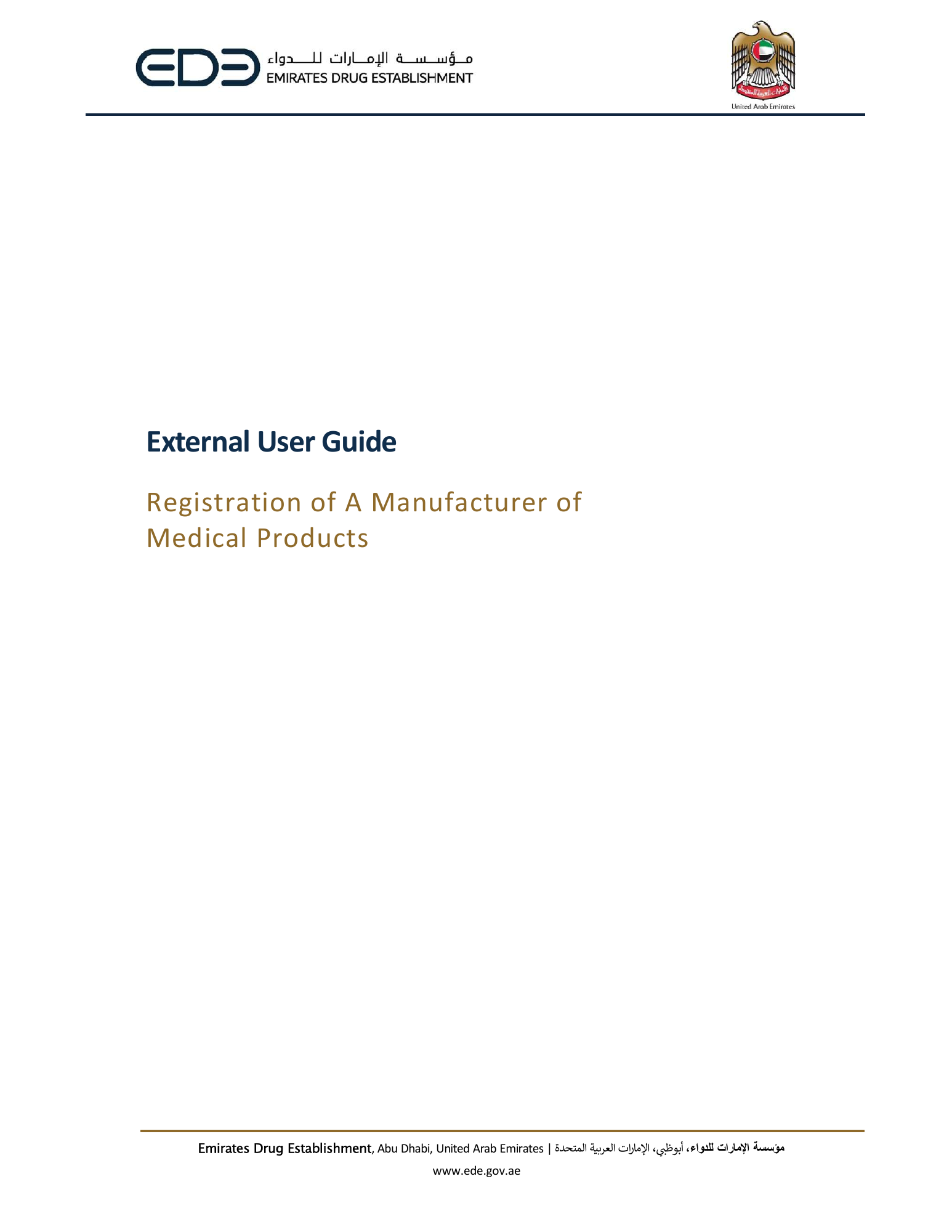 External User Guide — Registration of a Manufacturer of Medical Products — original physical PDF page 1; full original layout and figures retained.