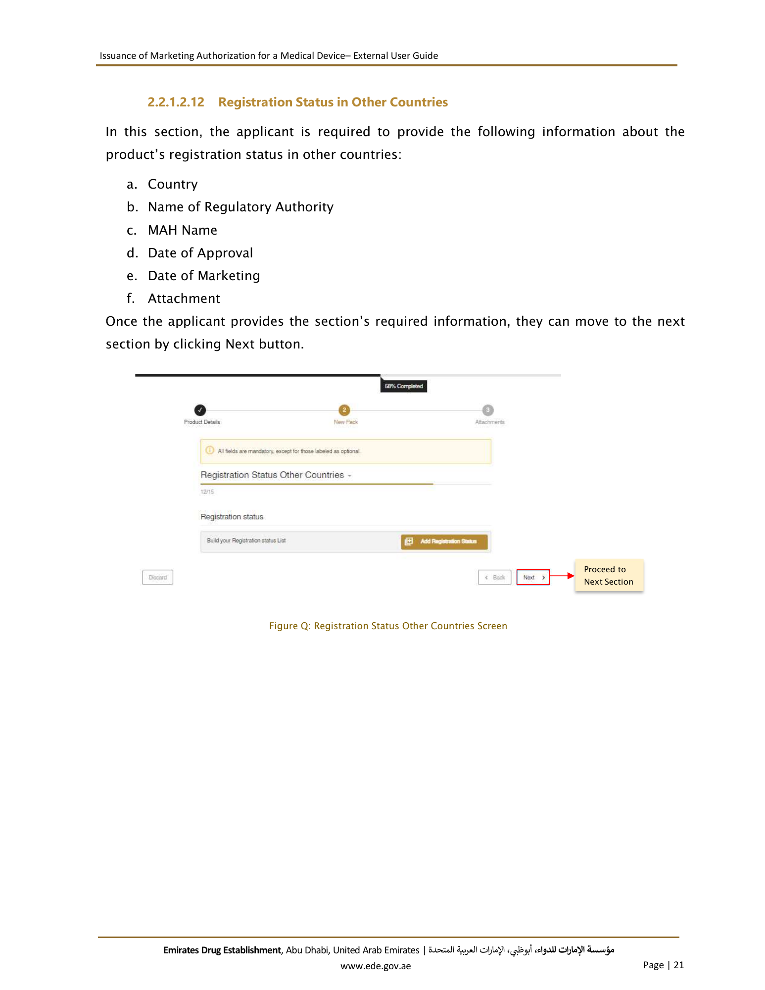 External User Guide — Issuance of Marketing Authorization for a Medical Device — original physical PDF page 21; full original layout and figures retained.