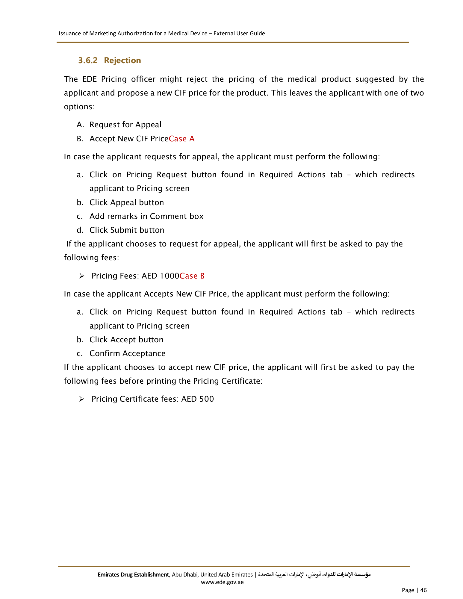 External User Guide — Issuance of Marketing Authorization for a Medical Device — original physical PDF page 44; full original layout and figures retained.