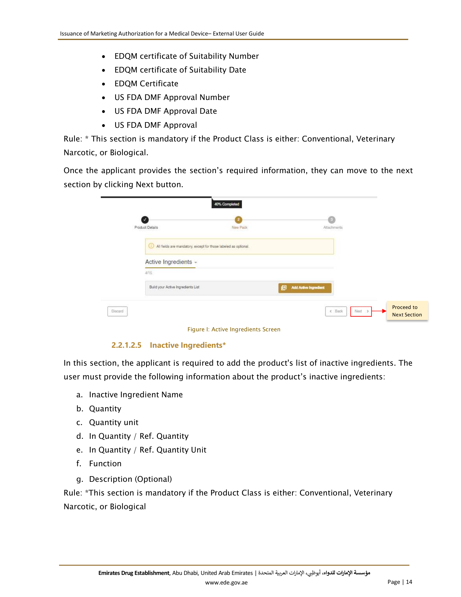 External User Guide — Issuance of Marketing Authorization for a Medical Device — original physical PDF page 14; full original layout and figures retained.