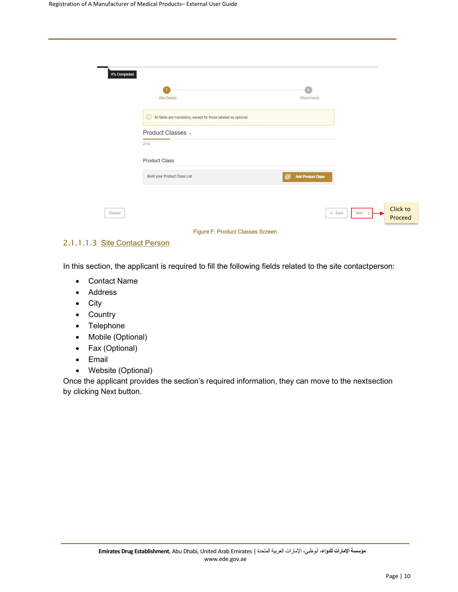 External User Guide — Registration of a Manufacturer of Medical Products — original physical PDF page 10; full original layout and figures retained.