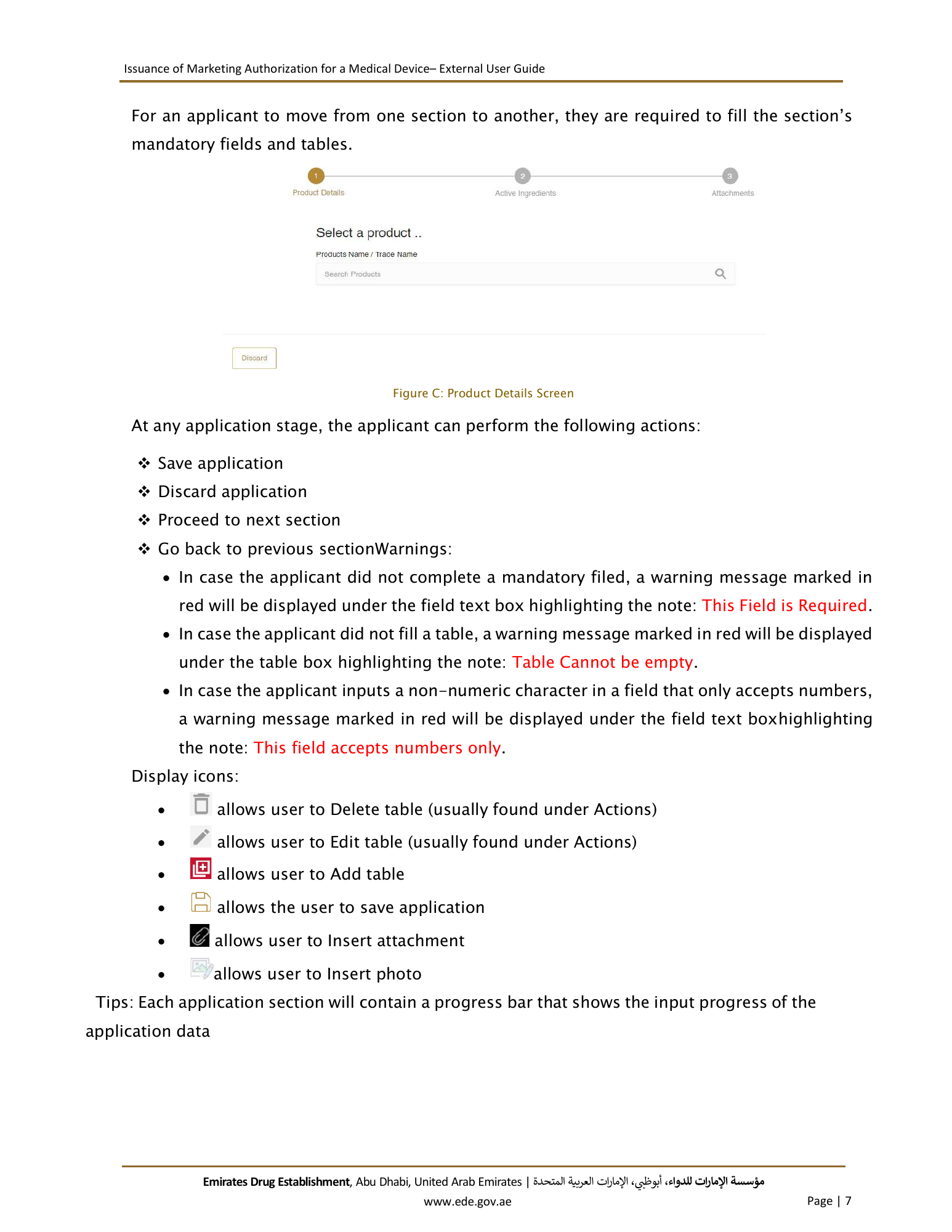 External User Guide — Issuance of Marketing Authorization for a Medical Device — original physical PDF page 7; full original layout and figures retained.