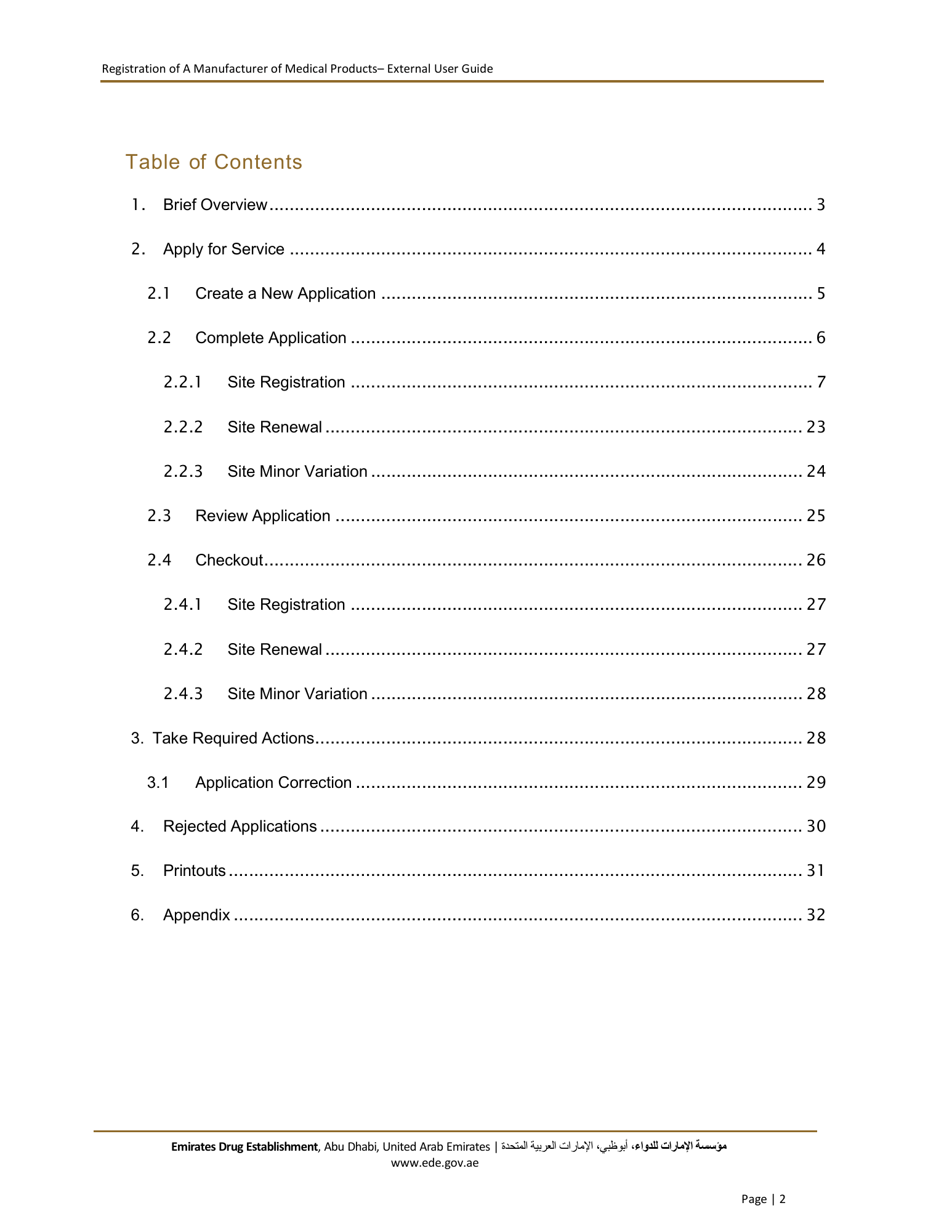 External User Guide — Registration of a Manufacturer of Medical Products — original physical PDF page 2; full original layout and figures retained.