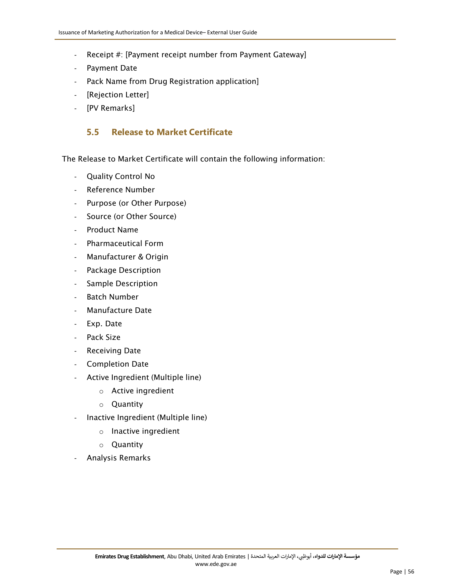 External User Guide — Issuance of Marketing Authorization for a Medical Device — original physical PDF page 54; full original layout and figures retained.