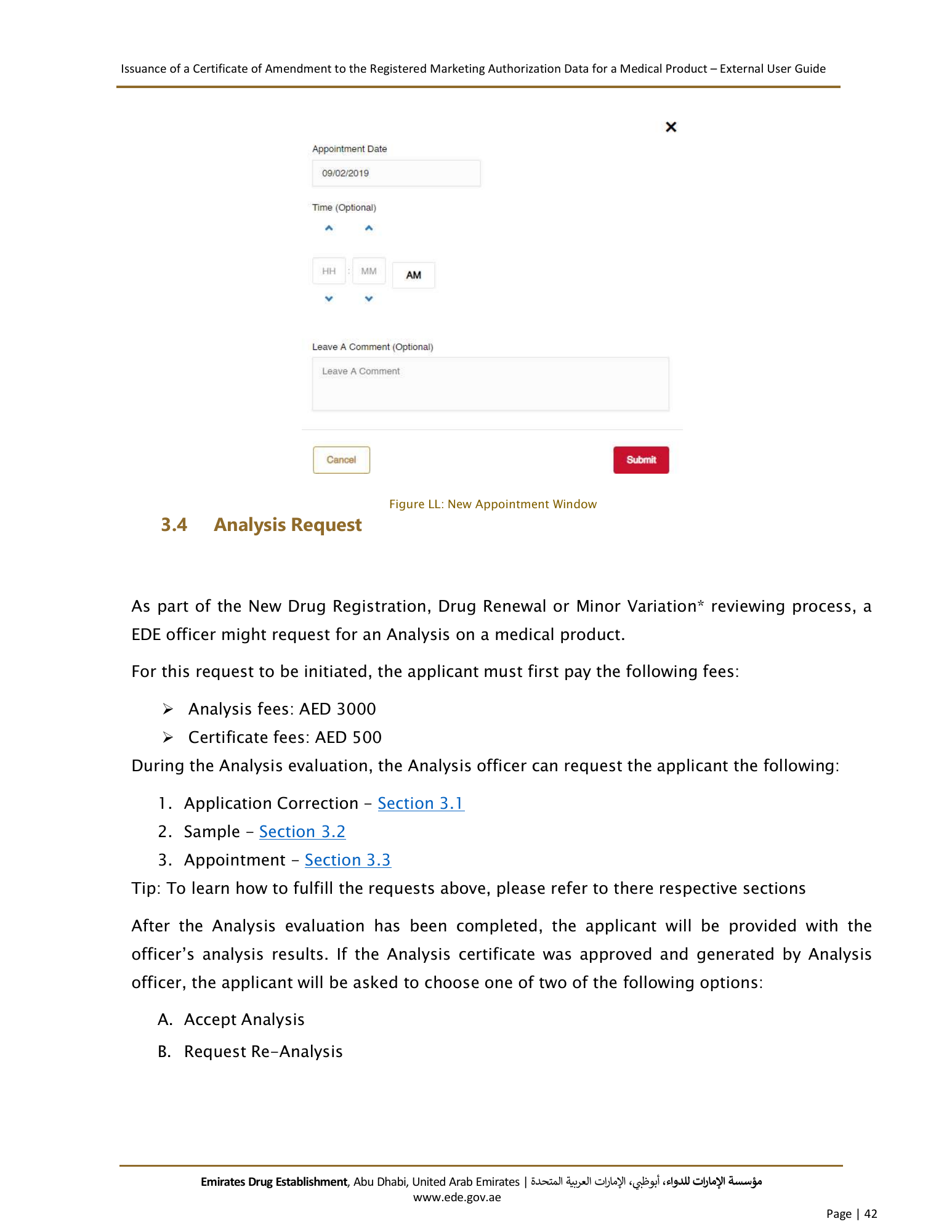 External User Guide — Issuance of a Certificate of Amendment to the Registered Marketing Authorization Data for a Medical Product — original physical PDF page 40; full original layout and figures retained.
