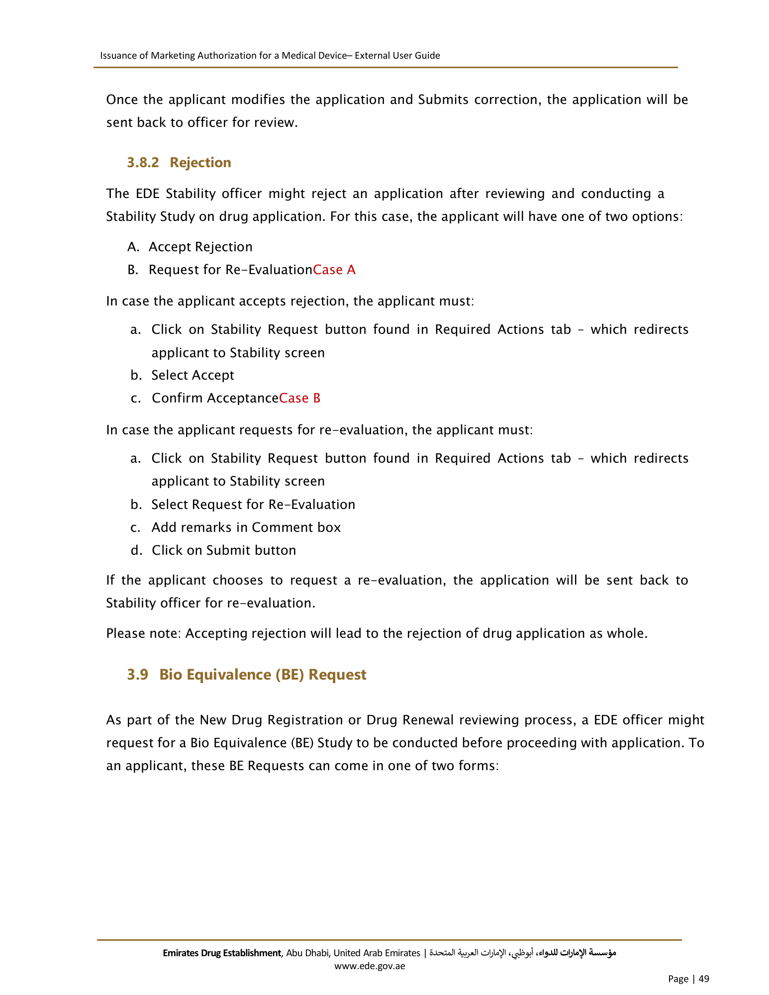 External User Guide — Issuance of Marketing Authorization for a Medical Device — original physical PDF page 47; full original layout and figures retained.