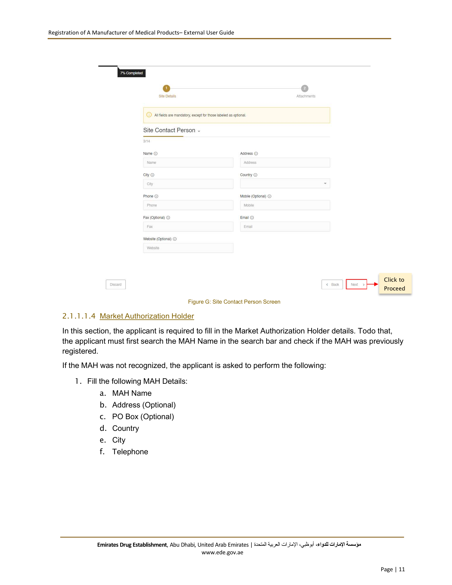External User Guide — Registration of a Manufacturer of Medical Products — original physical PDF page 11; full original layout and figures retained.