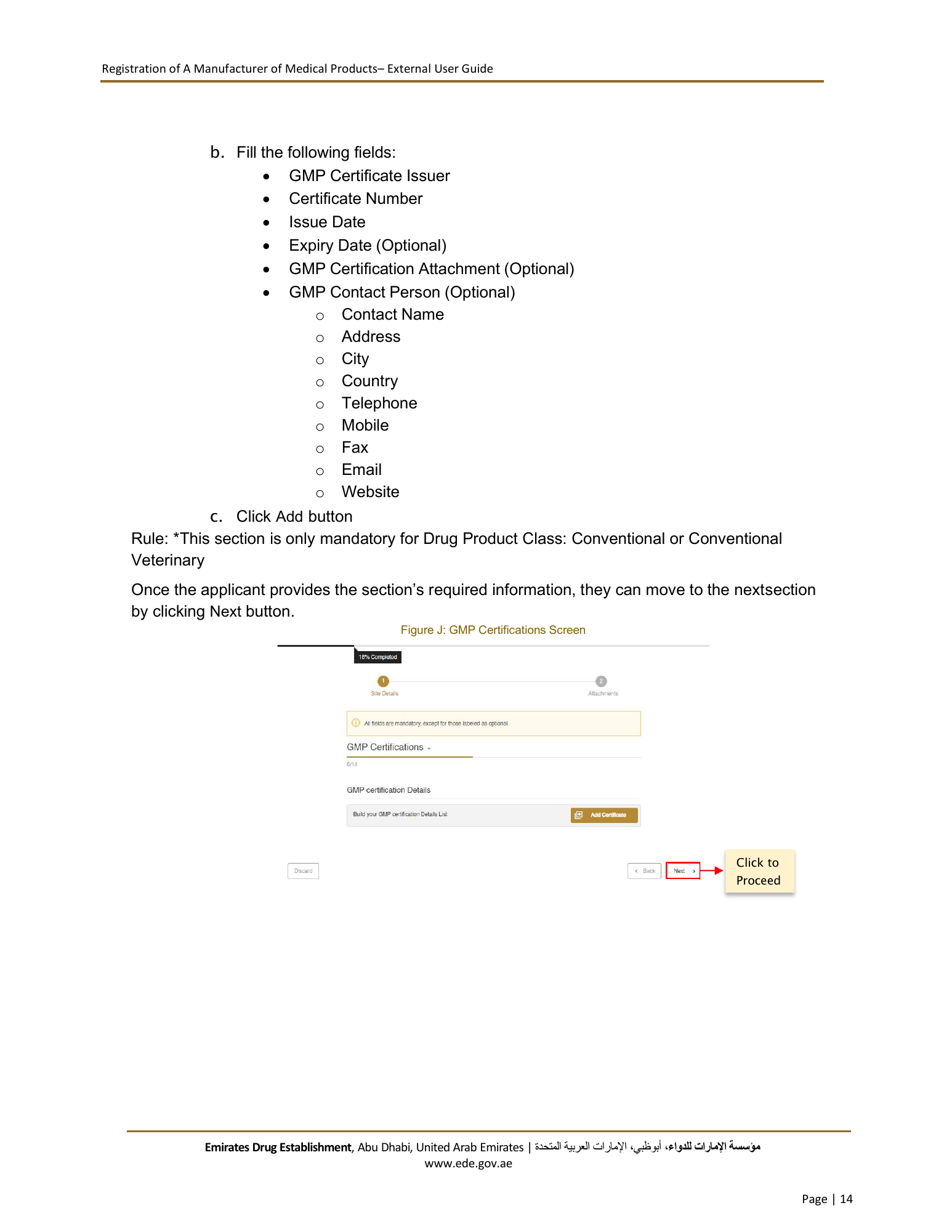 External User Guide — Registration of a Manufacturer of Medical Products — original physical PDF page 14; full original layout and figures retained.