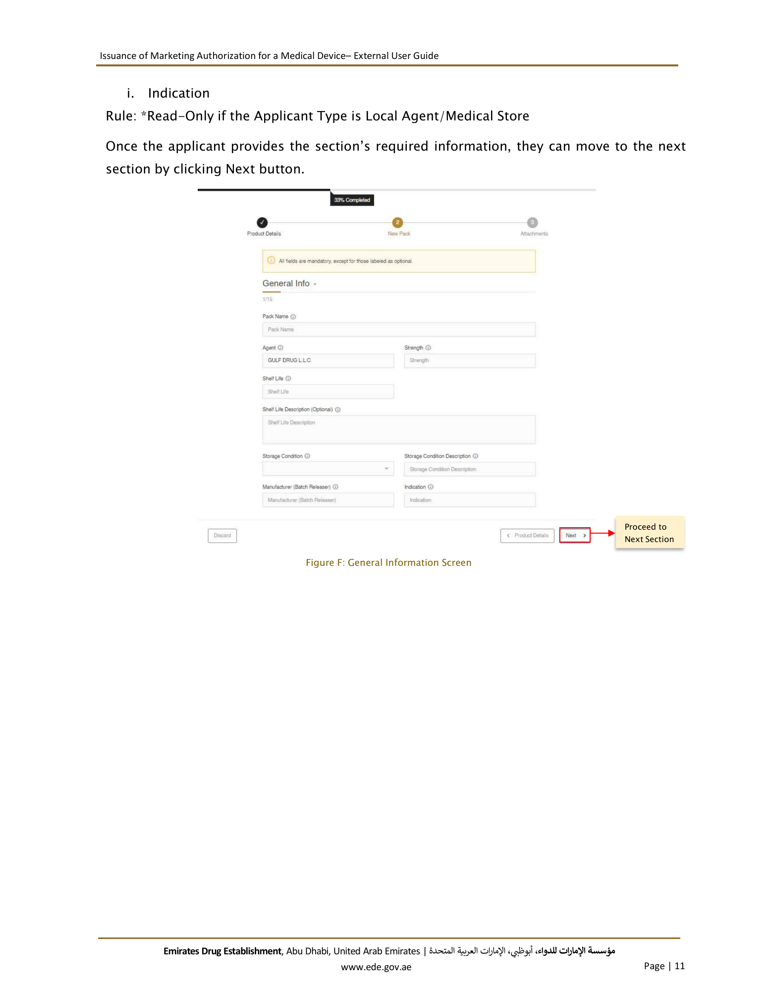 External User Guide — Issuance of Marketing Authorization for a Medical Device — original physical PDF page 11; full original layout and figures retained.