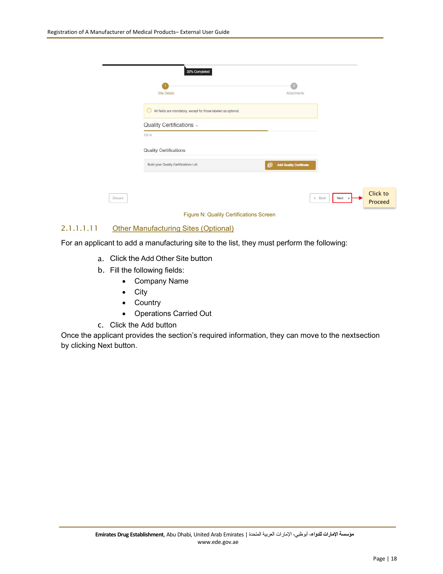 External User Guide — Registration of a Manufacturer of Medical Products — original physical PDF page 18; full original layout and figures retained.