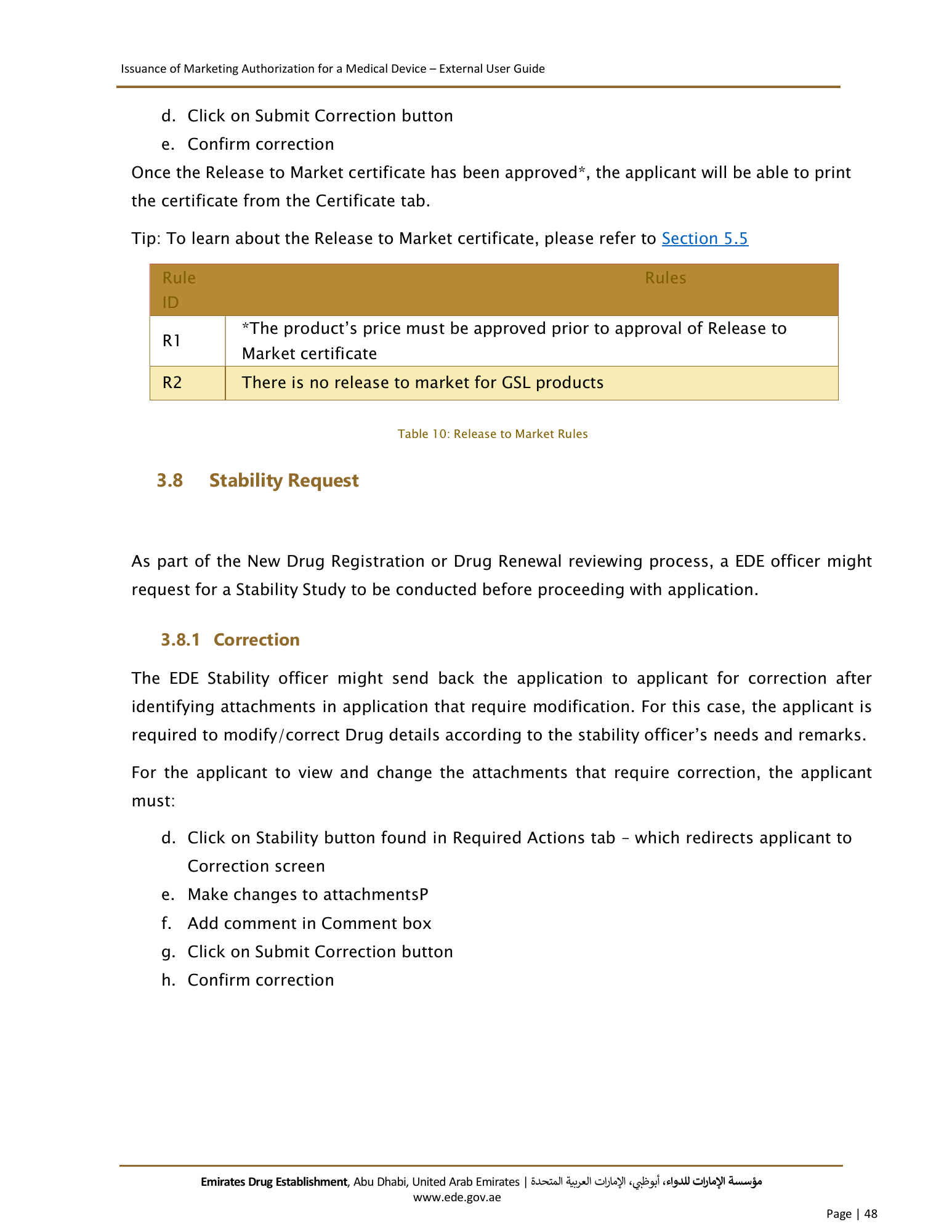 External User Guide — Issuance of Marketing Authorization for a Medical Device — original physical PDF page 46; full original layout and figures retained.