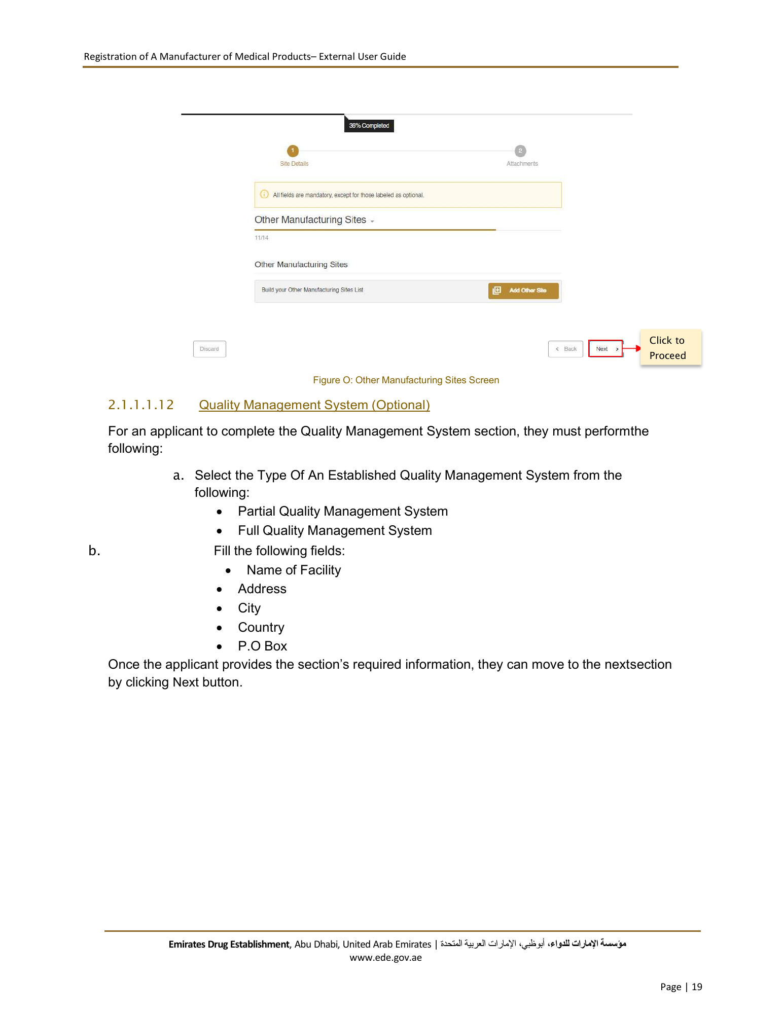 External User Guide — Registration of a Manufacturer of Medical Products — original physical PDF page 19; full original layout and figures retained.