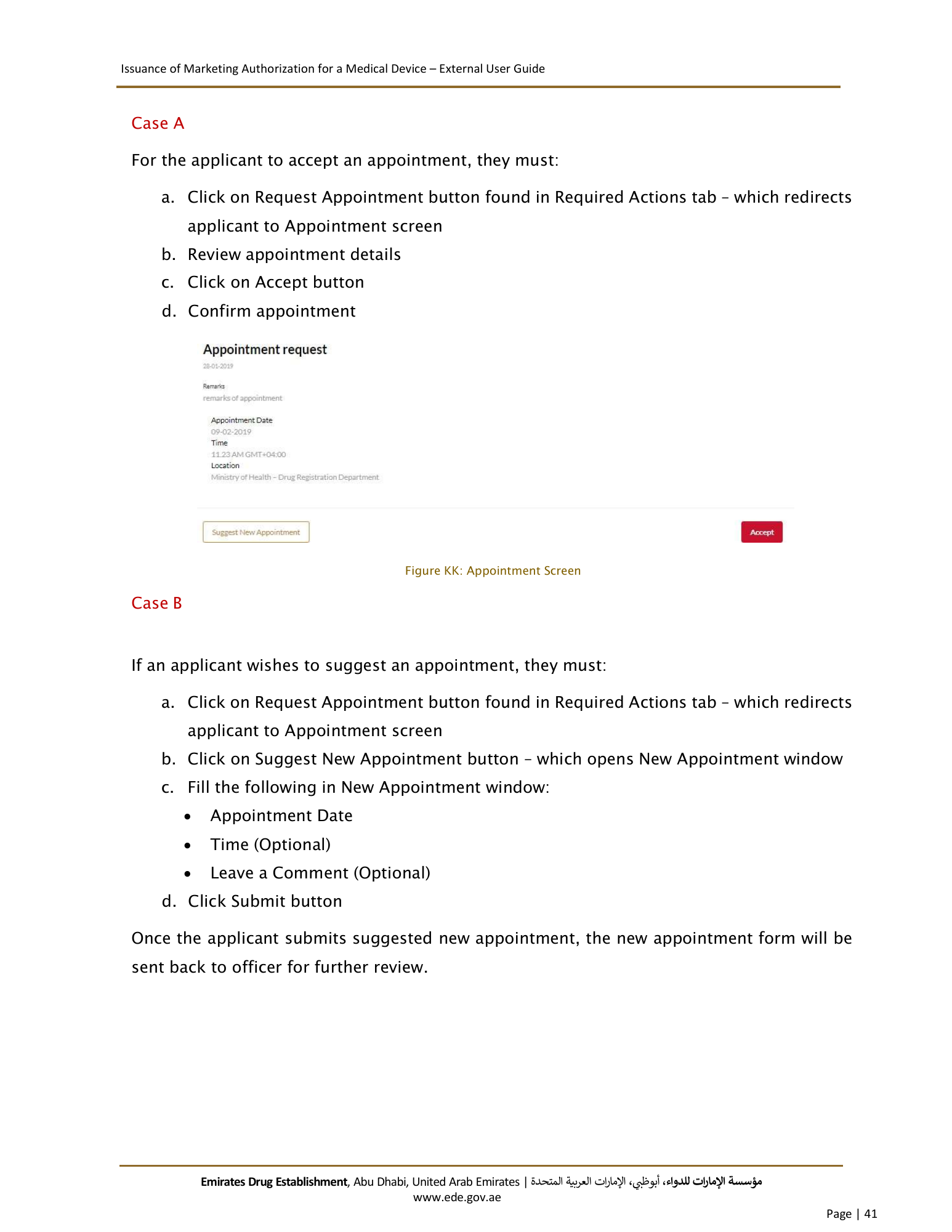 External User Guide — Issuance of Marketing Authorization for a Medical Device — original physical PDF page 39; full original layout and figures retained.