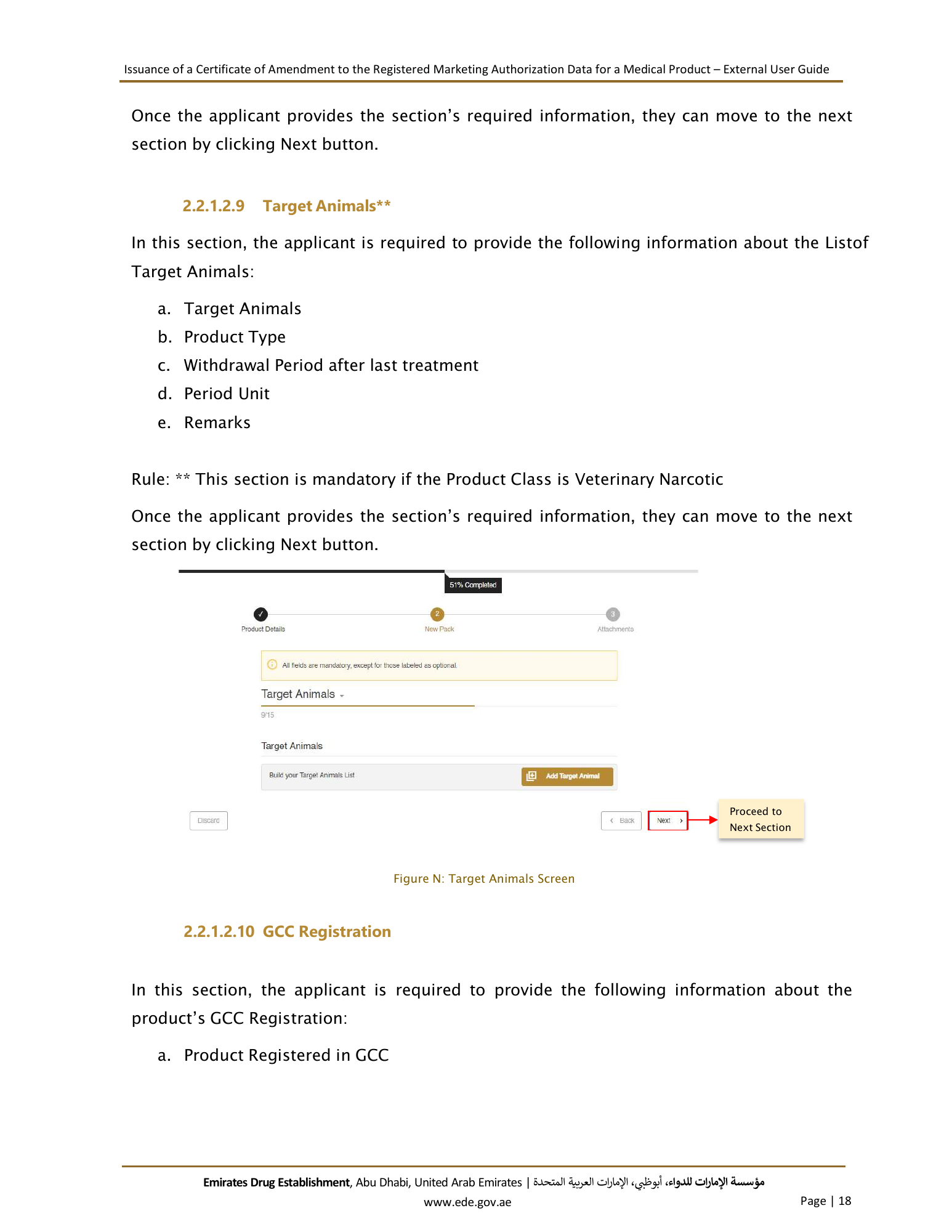 External User Guide — Issuance of a Certificate of Amendment to the Registered Marketing Authorization Data for a Medical Product — original physical PDF page 18; full original layout and figures retained.
