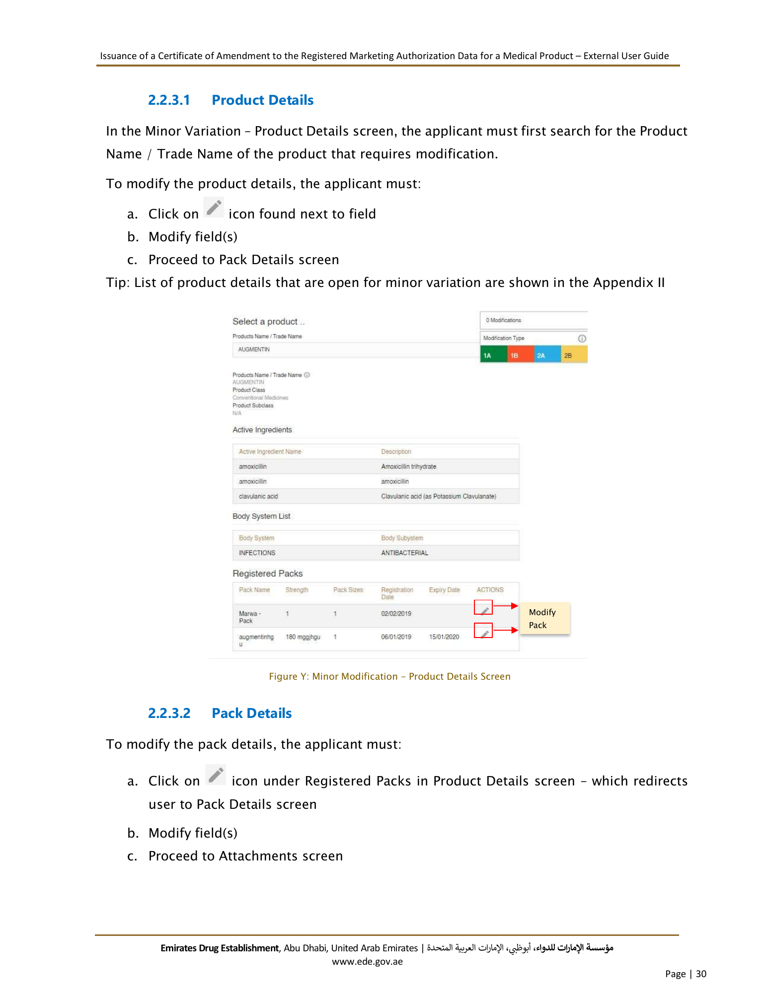 External User Guide — Issuance of a Certificate of Amendment to the Registered Marketing Authorization Data for a Medical Product — original physical PDF page 28; full original layout and figures retained.